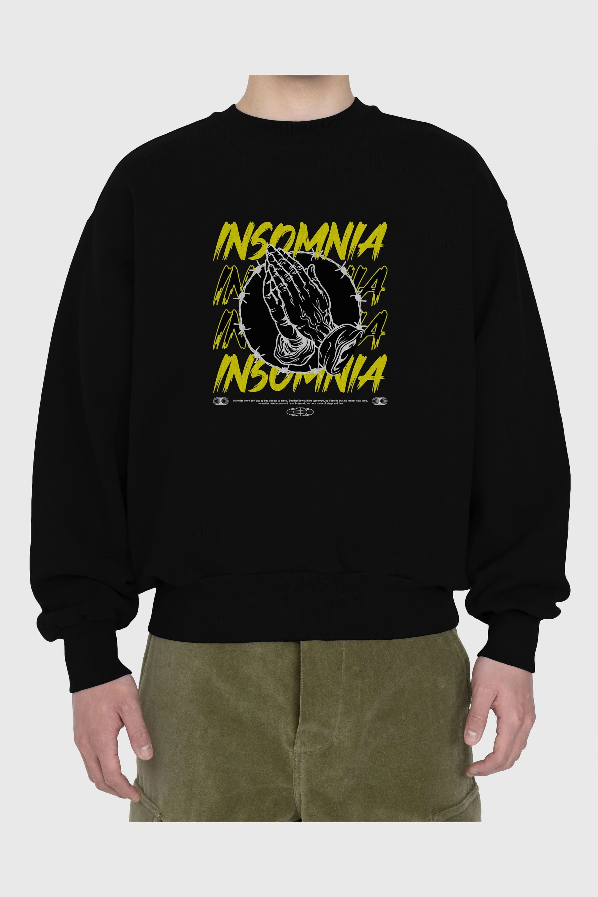 Insomnia Streetwear Ön Baskılı Oversize Sweatshirt Erkek Kadın Unisex
