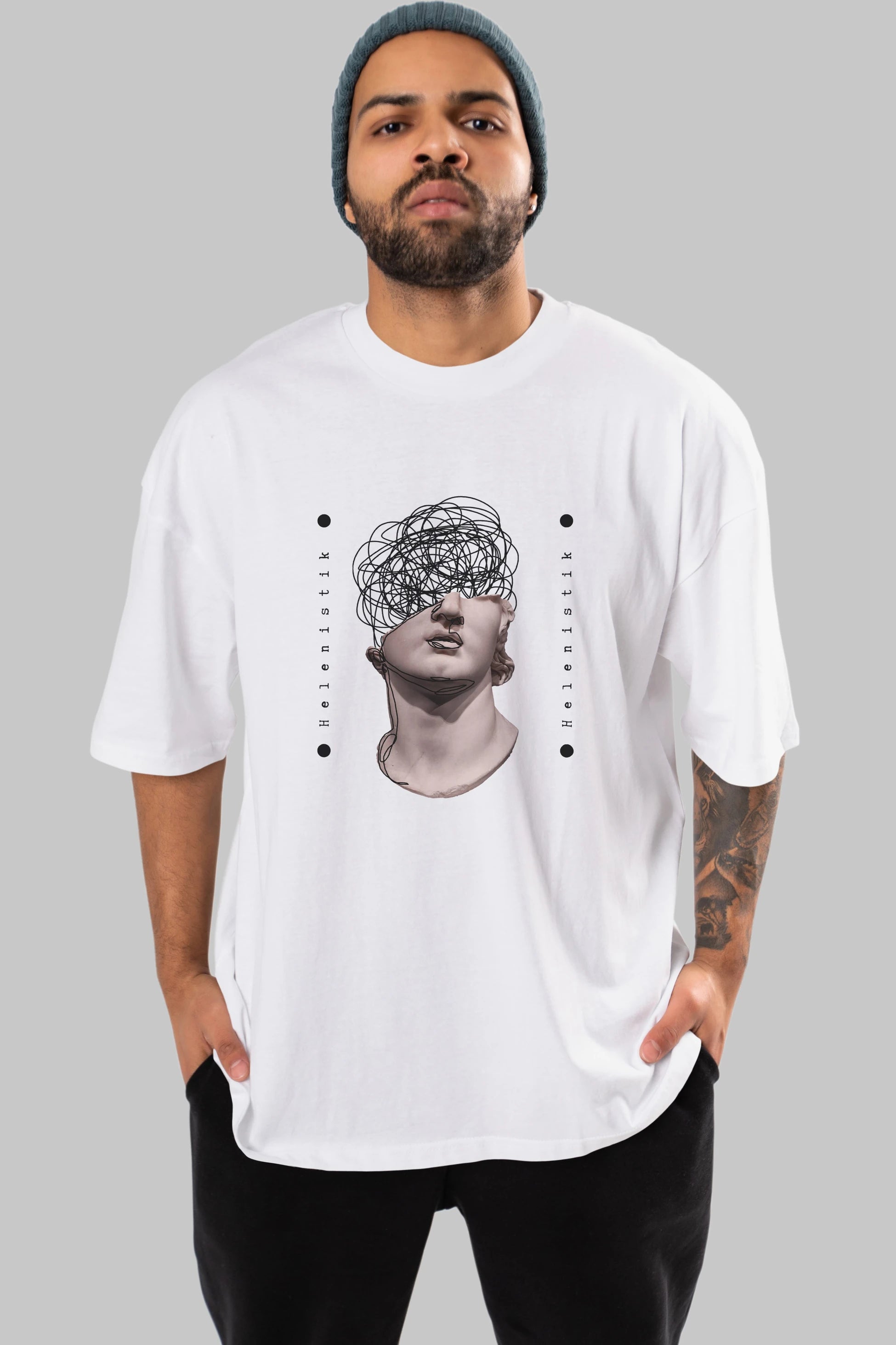 Heykel 2 Ön Baskılı Oversize t-shirt Erkek Kadın Unisex