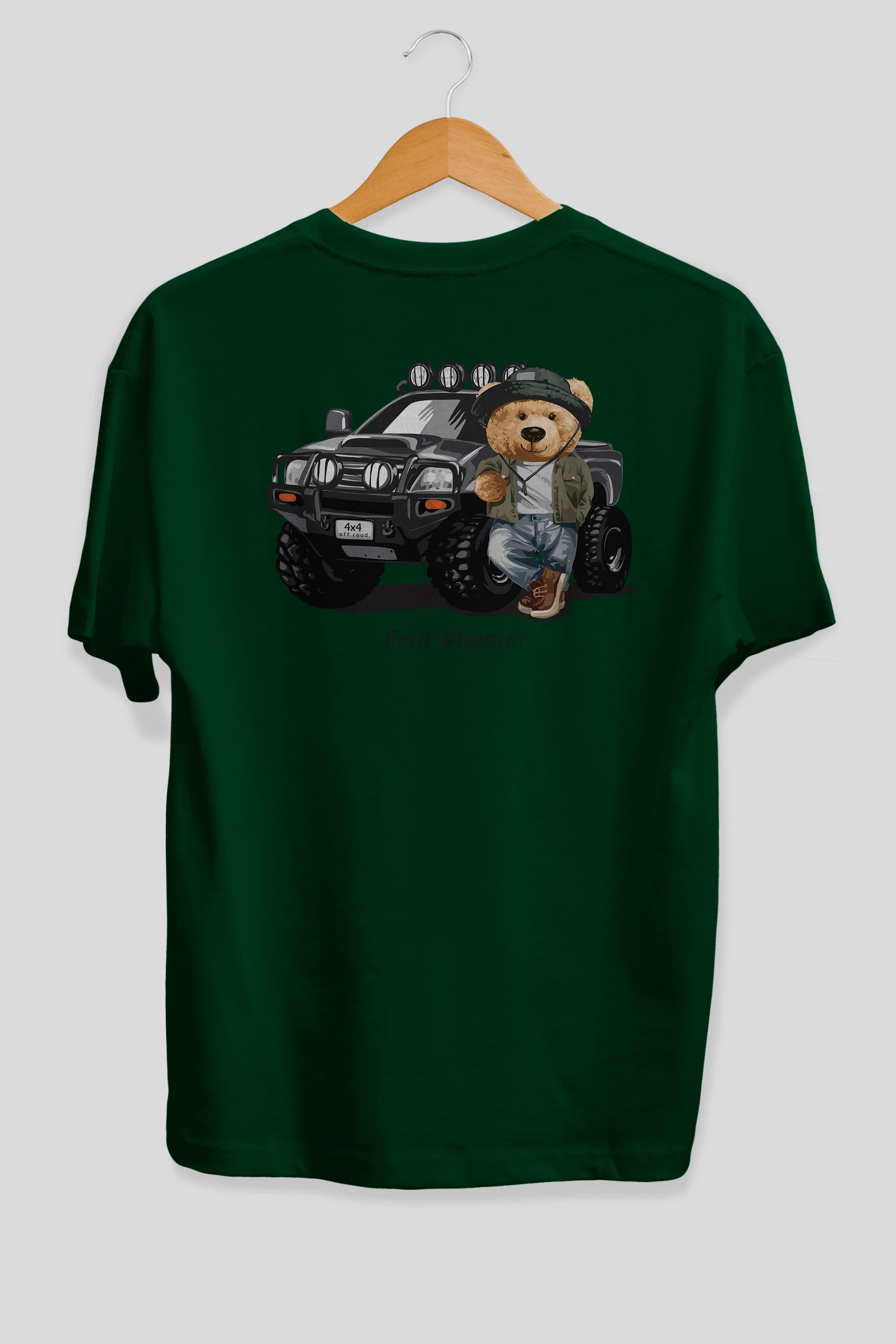 Teddy Bear Off Road Arka Baskılı Oversize t-shirt Erkek Kadın Unisex %100 Pamuk