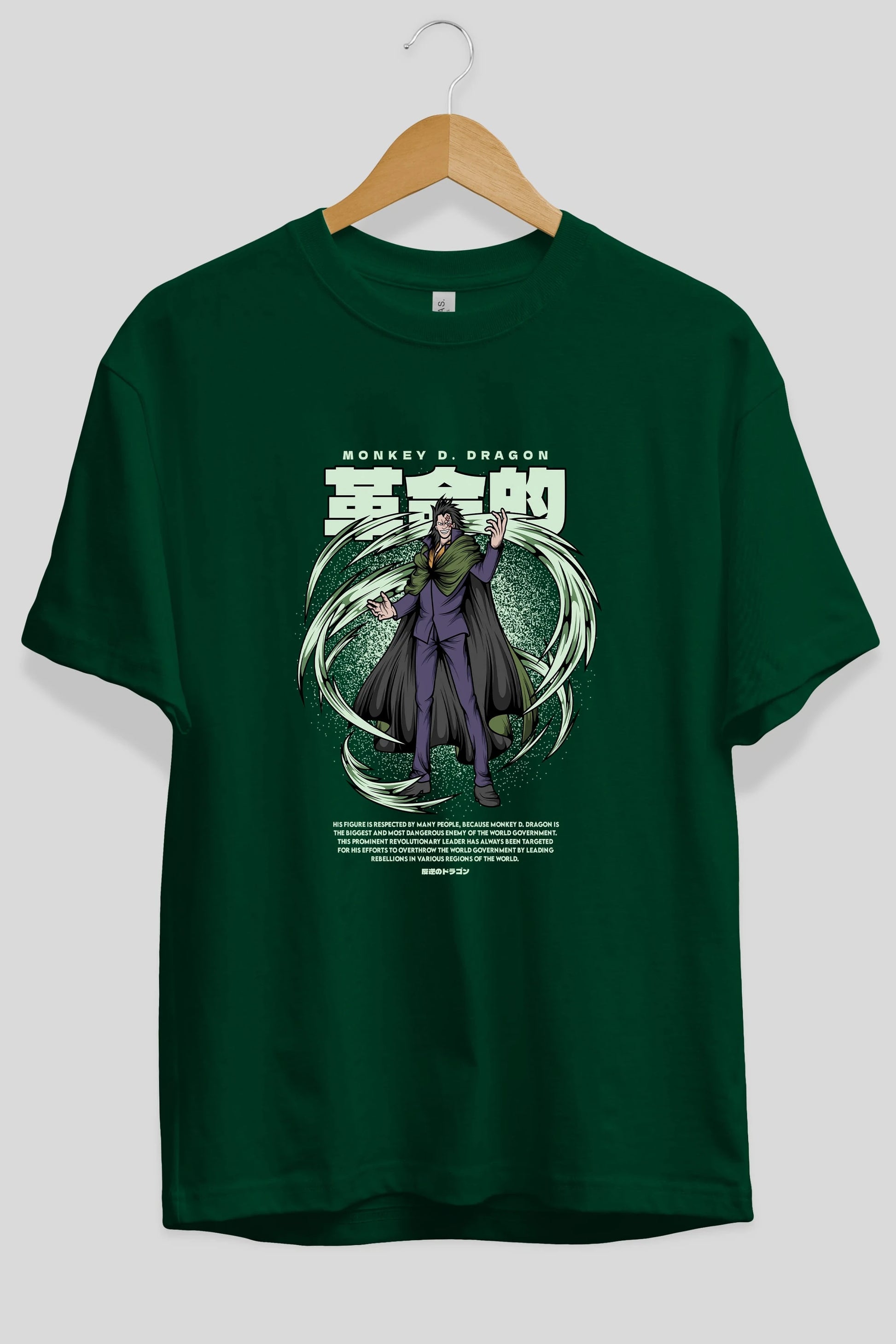 Monkey D. Dragon Anime Ön Baskılı Oversize t-shirt %100 pamuk Erkek Kadın Unisex