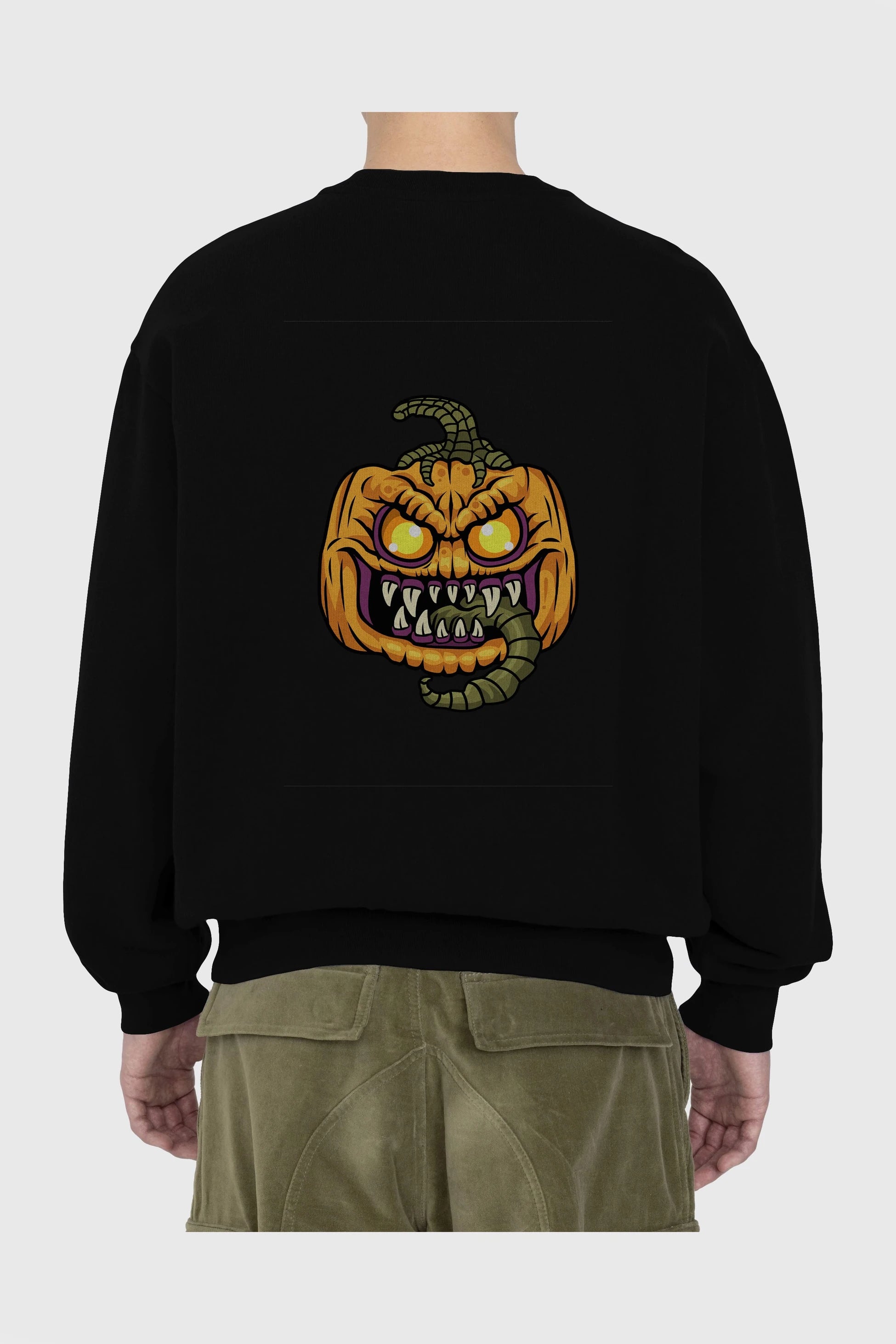 Halloween Arka Baskılı Oversize Sweatshirt Erkek Kadın Unisex