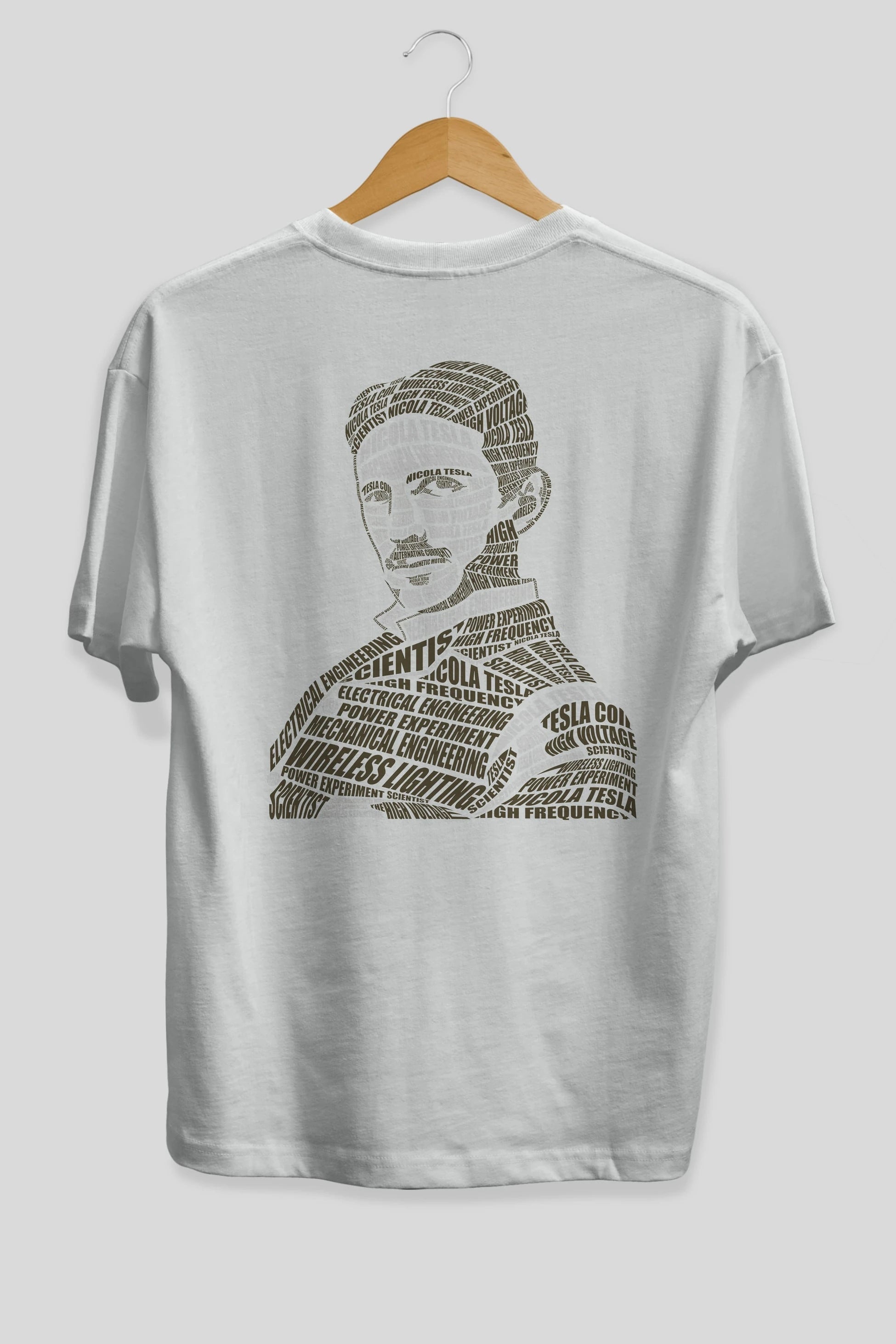 Nikola Tesla Calligram Arka Baskılı Oversize t-shirt %100 pamuk Erkek Kadın Unisex