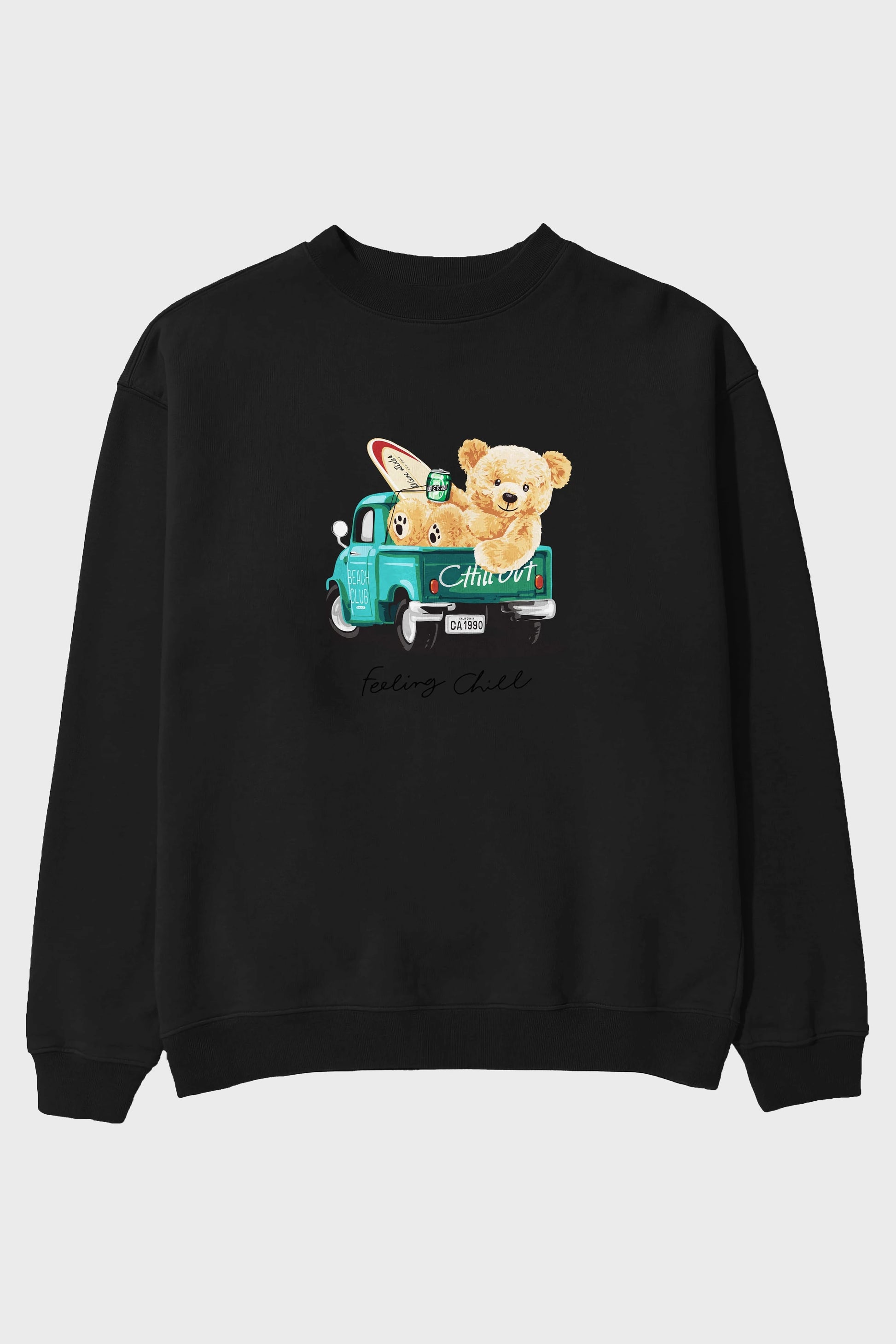 Teddy Bear Chill Out Ön Baskılı Oversize Sweatshirt Erkek Kadın Unisex