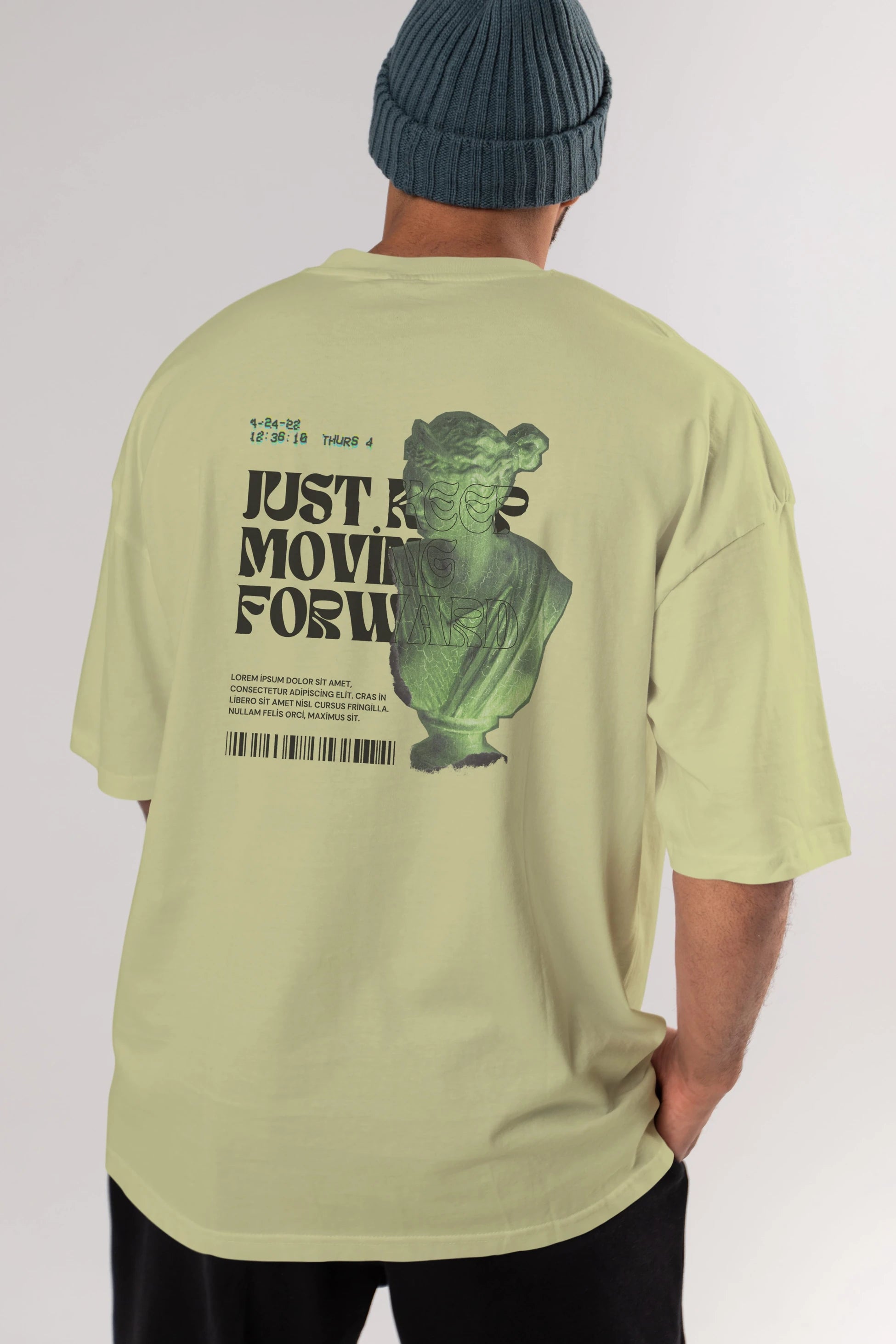 Just Keep Moving Forward Yazılı Arka Baskılı Oversize t-shirt Erkek Kadın Unisex