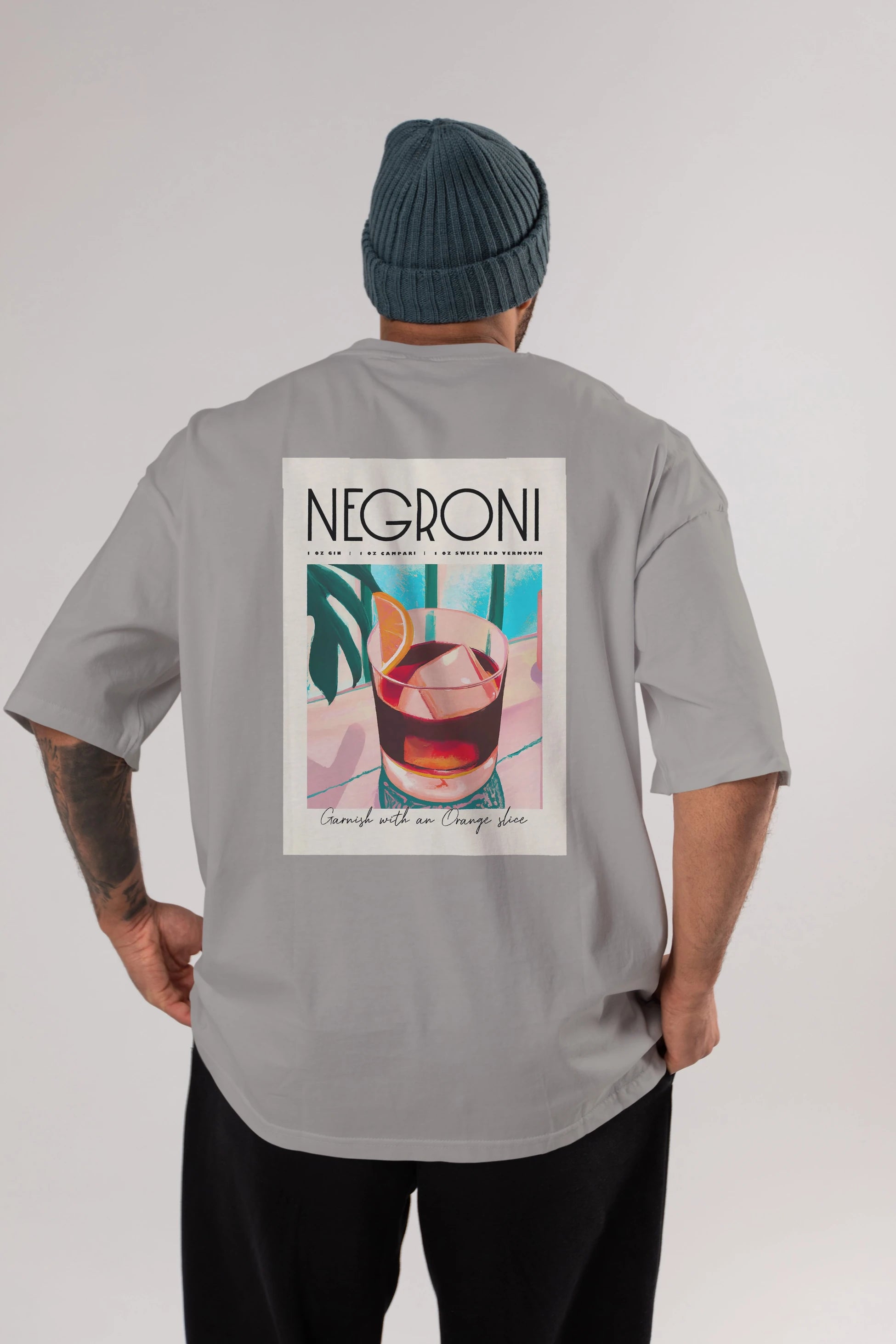 Negroni 4 Arka Baskılı Oversize t-shirt Erkek Kadın Unisex %100 Pamuk Bisiklet Yaka tişort