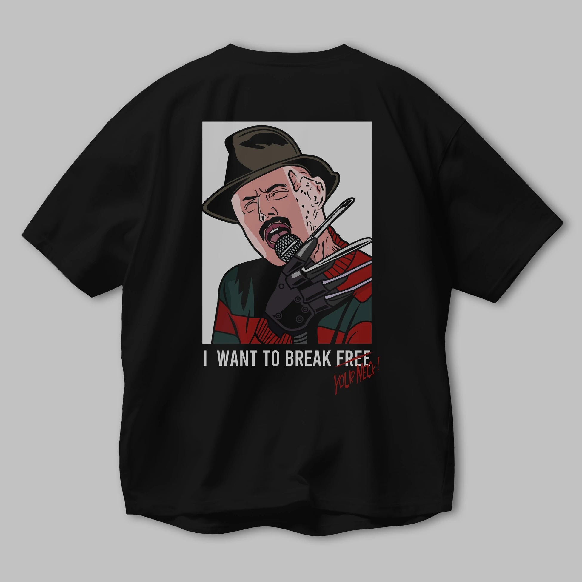 Freddy Merkrueger Arka Baskılı Oversize t-shirt Erkek Kadın Unisex %100 Pamuk tişort