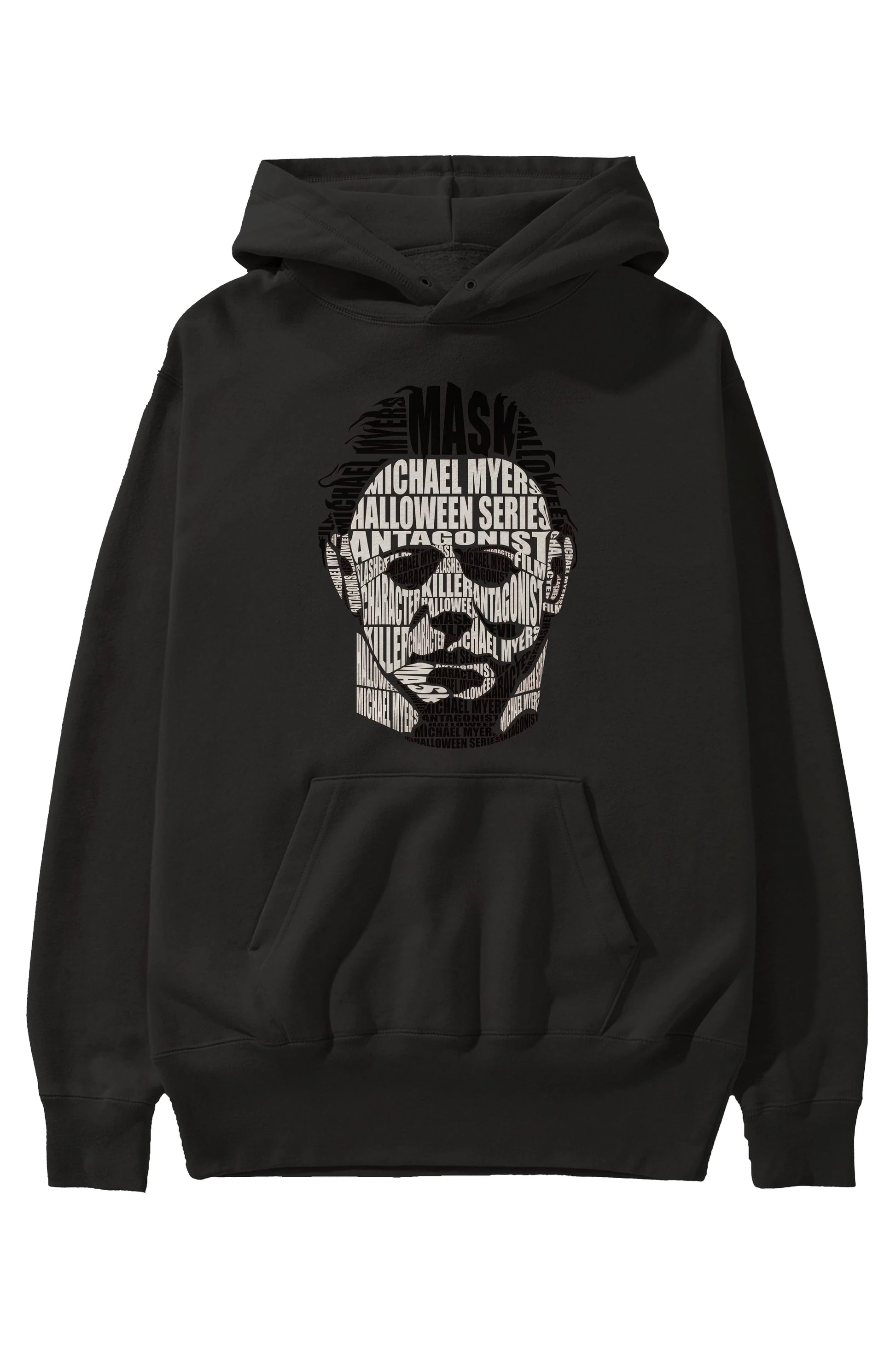Michael Myers Calligram Ön Baskılı Hoodie Oversize Kapüşonlu Sweatshirt Erkek Kadın Unisex