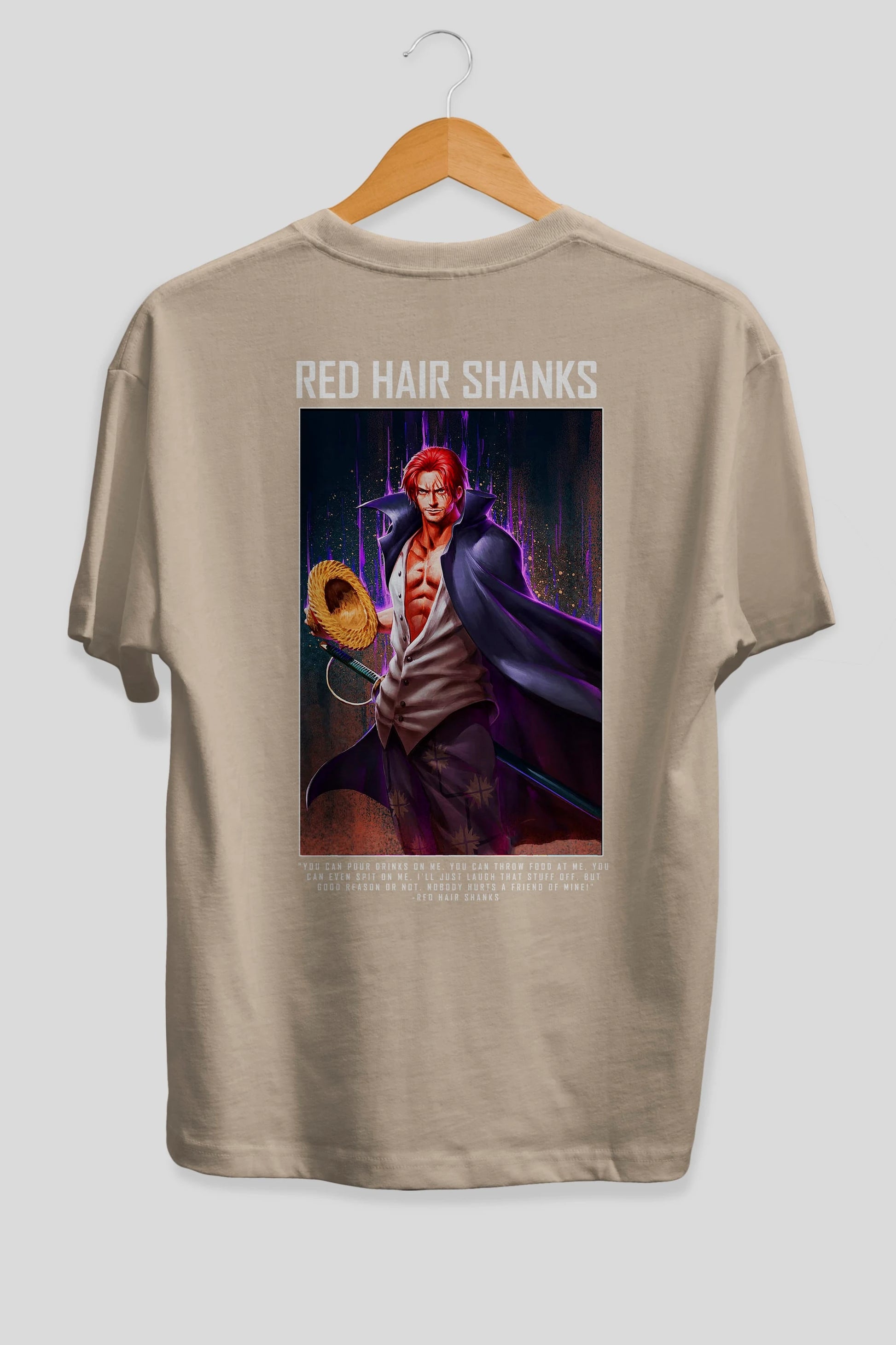 Shanks Anime Arka Baskılı Oversize t-shirt Erkek Kadın Unisex %100 pamuk tişort