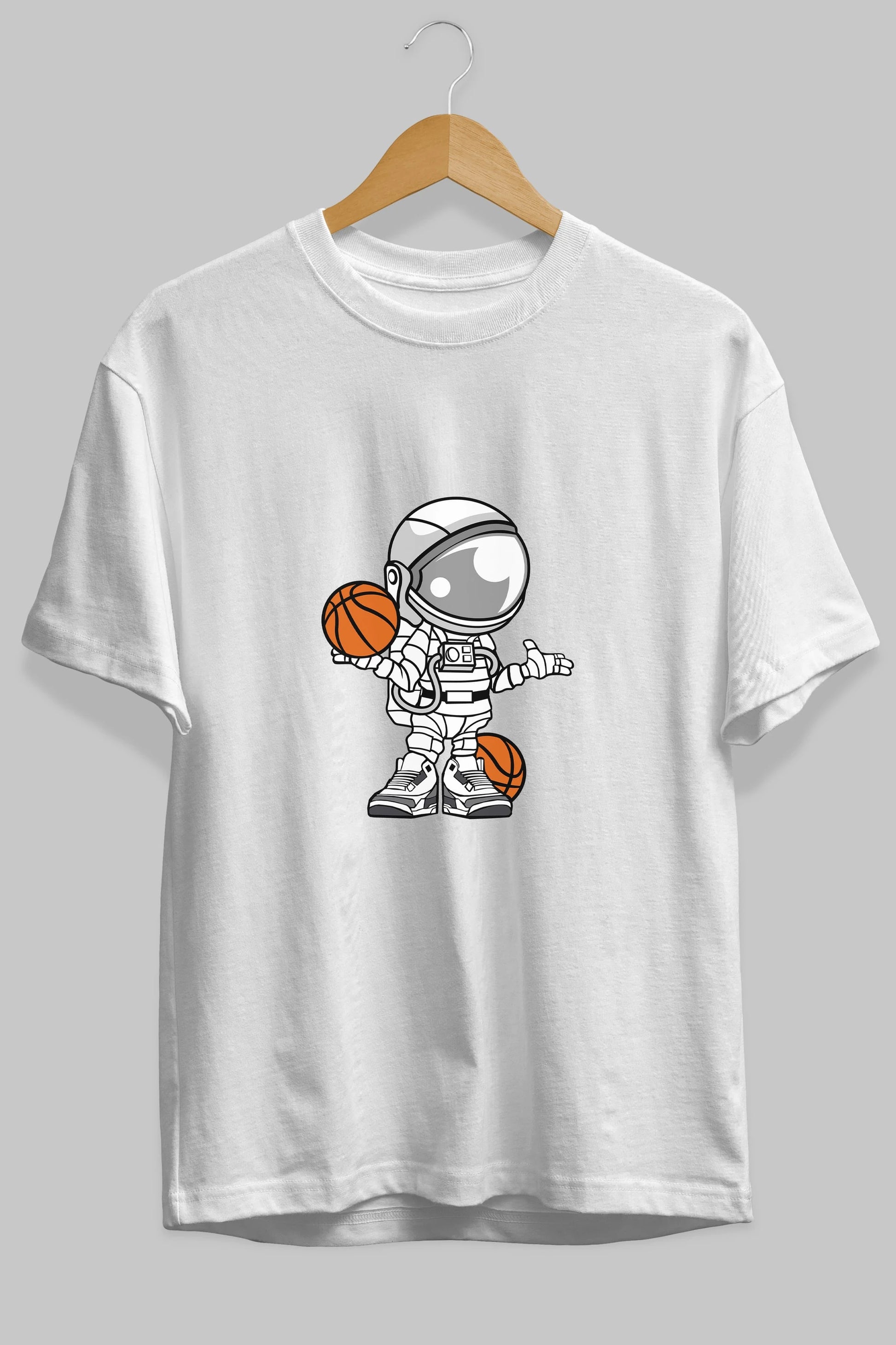 Astronaut Basketball Player Ön Baskılı Oversize t-shirt Erkek Kadın Unisex %100 Pamuk tişort