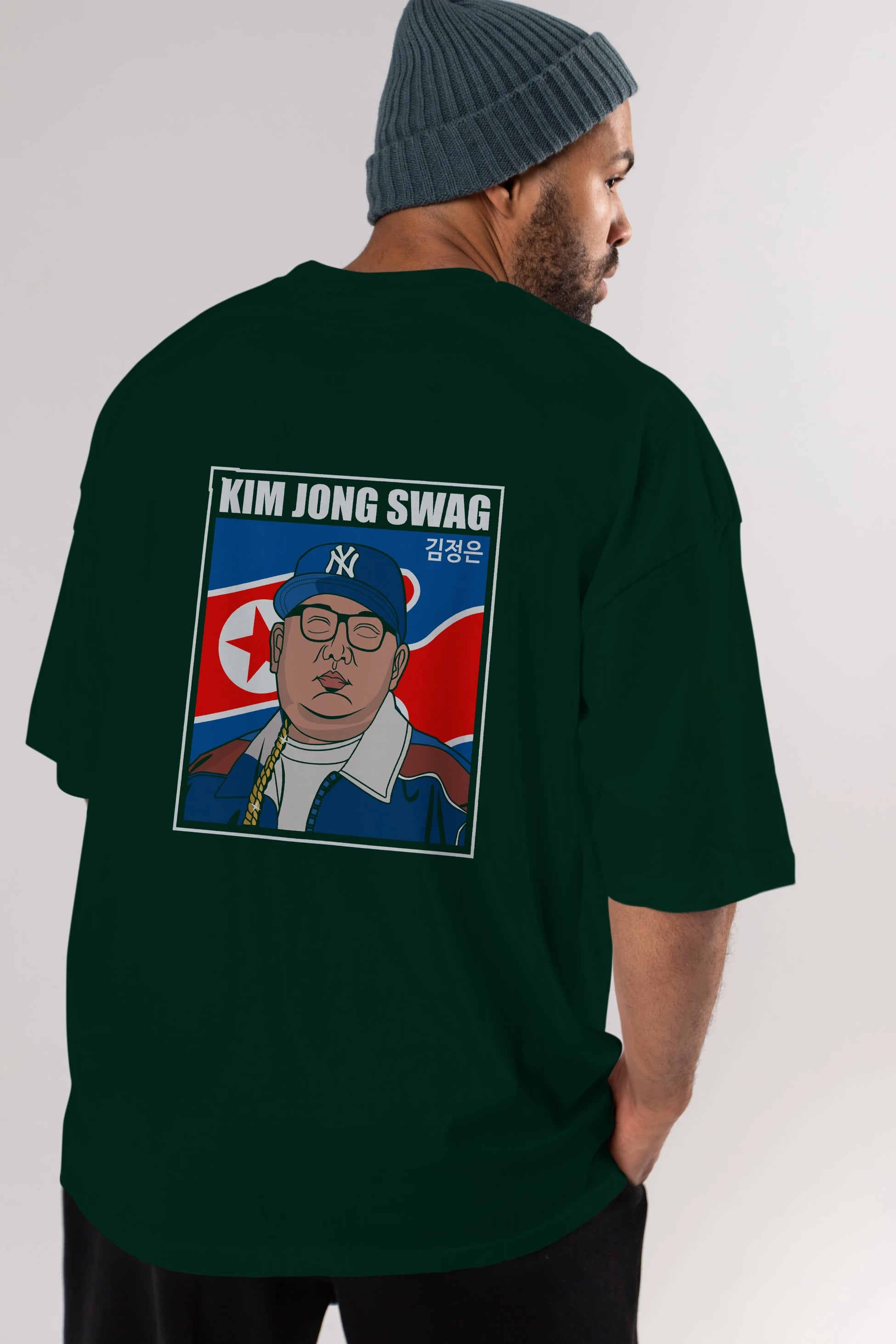 King Jong Swag Arka Baskılı Oversize t-shirt Erkek Kadın Unisex %100 Pamuk tişort