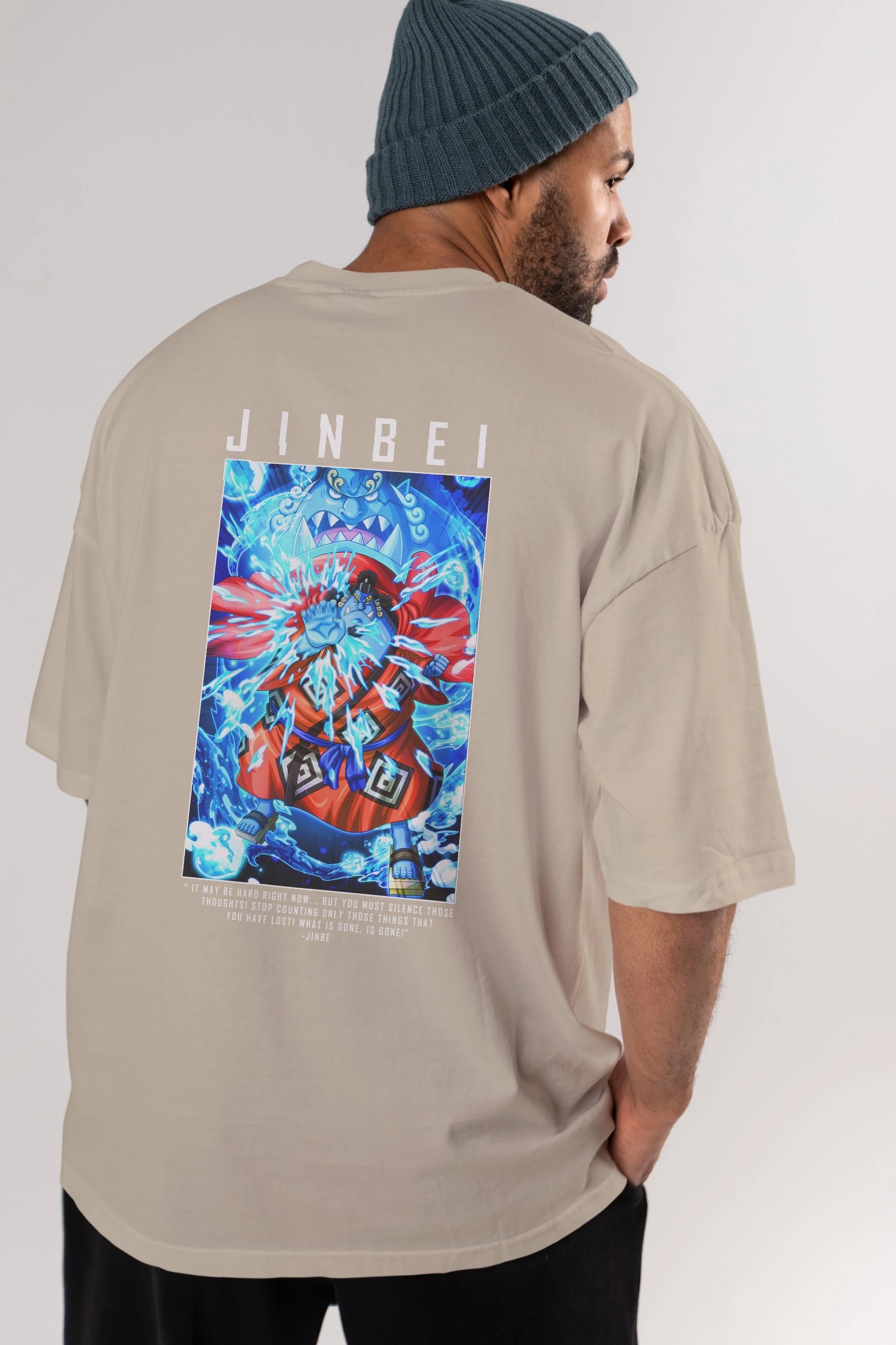 Jinbei Anime Arka Baskılı Oversize t-shirt Erkek Kadın Unisex %100 pamuk tişort