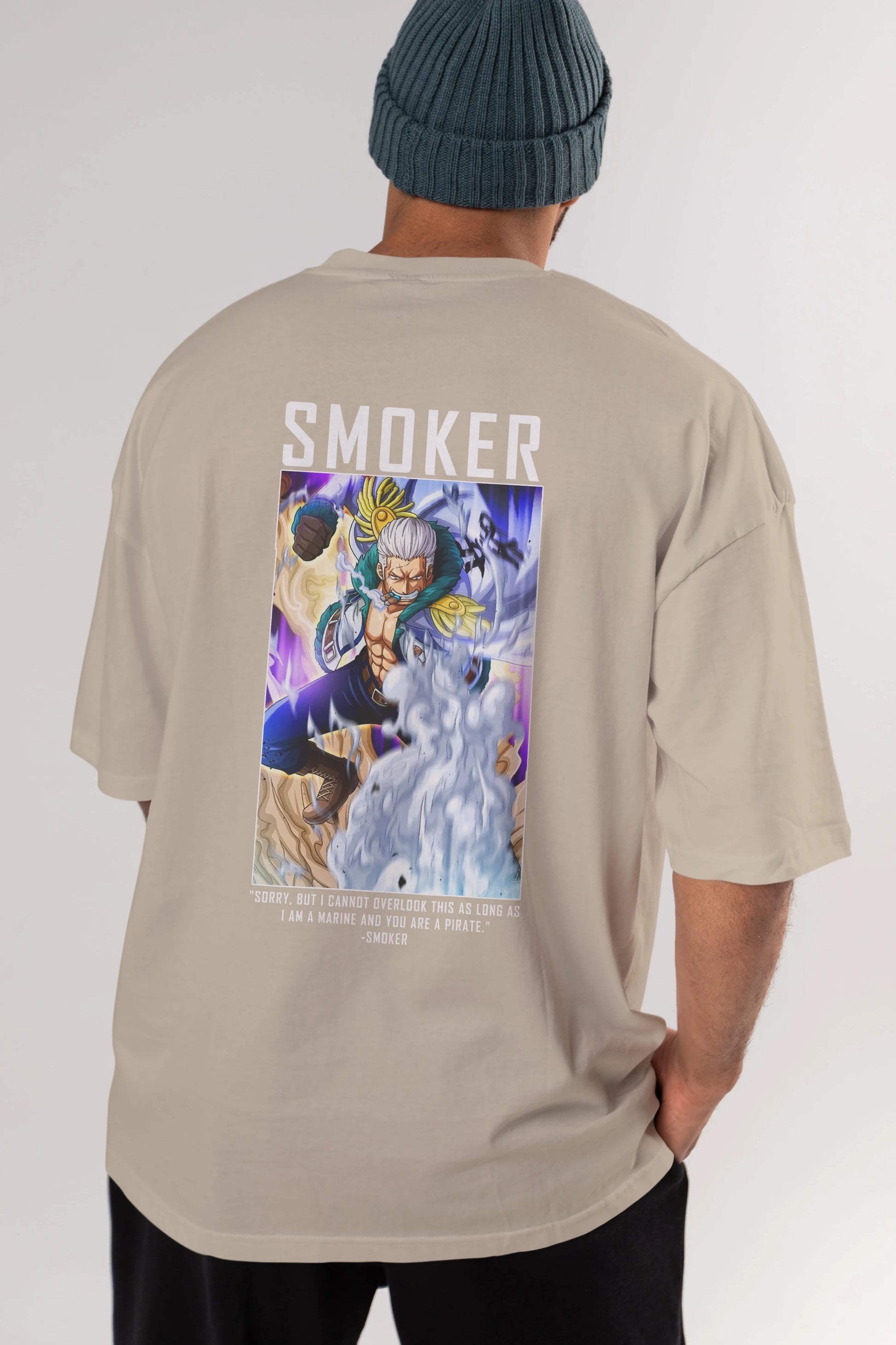 Smoker Anime Arka Baskılı Oversize t-shirt Erkek Kadın Unisex %100 pamuk tişort