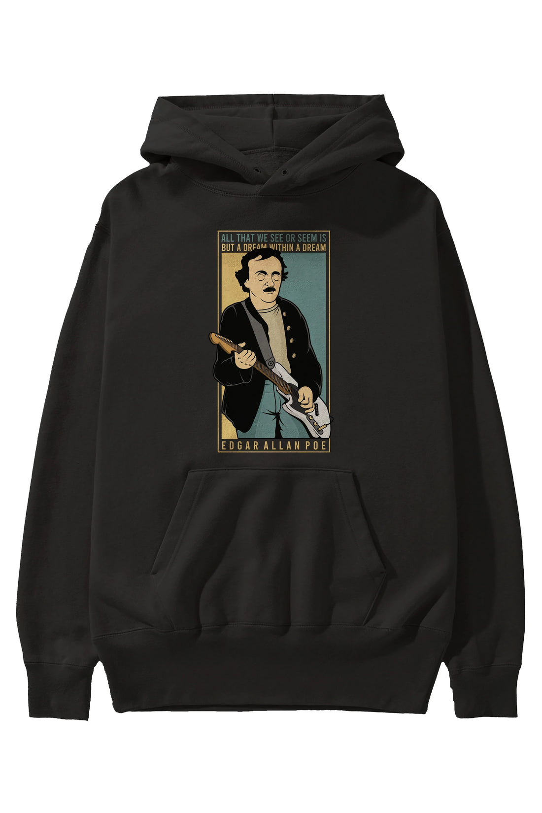 Edgar Alan Cobain Ön Baskılı Hoodie Oversize Kapüşonlu Sweatshirt Erkek Kadın Unisex