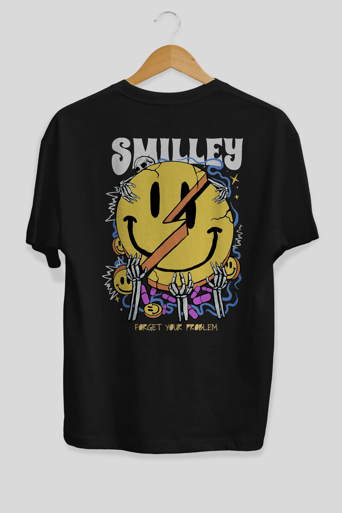 Smilley Streetwear Arka Baskılı Oversize t-shirt Erkek Kadın Unisex
