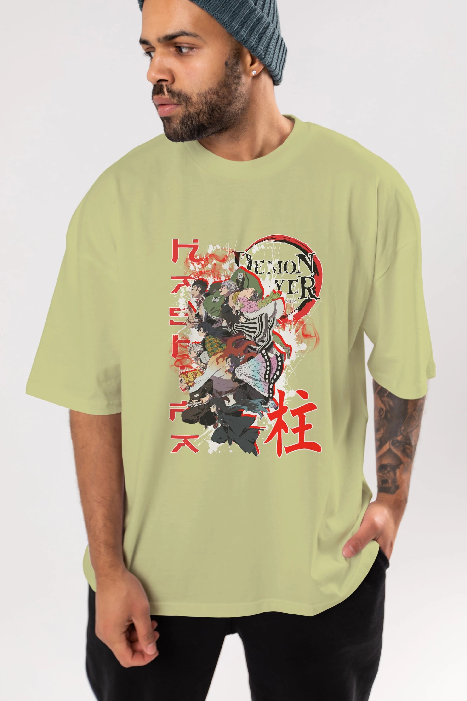 DEMON SLAYER SLAYERS Anime Ön Baskılı Oversize t-shirt %100 pamuk Erkek Kadın Unisex