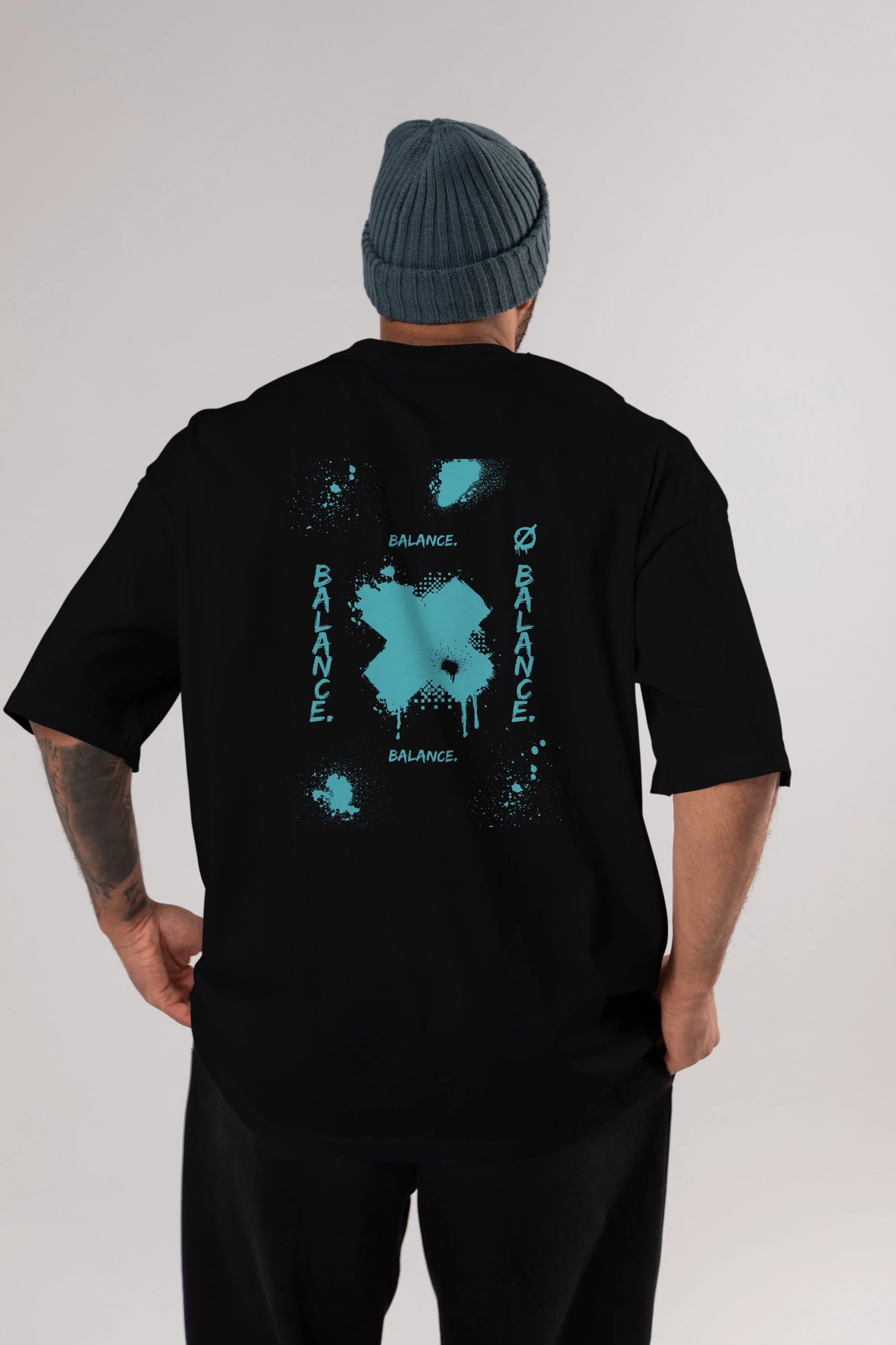 Balance Balance Yazılı Arka Baskılı Oversize t-shirt Erkek Kadın Unisex