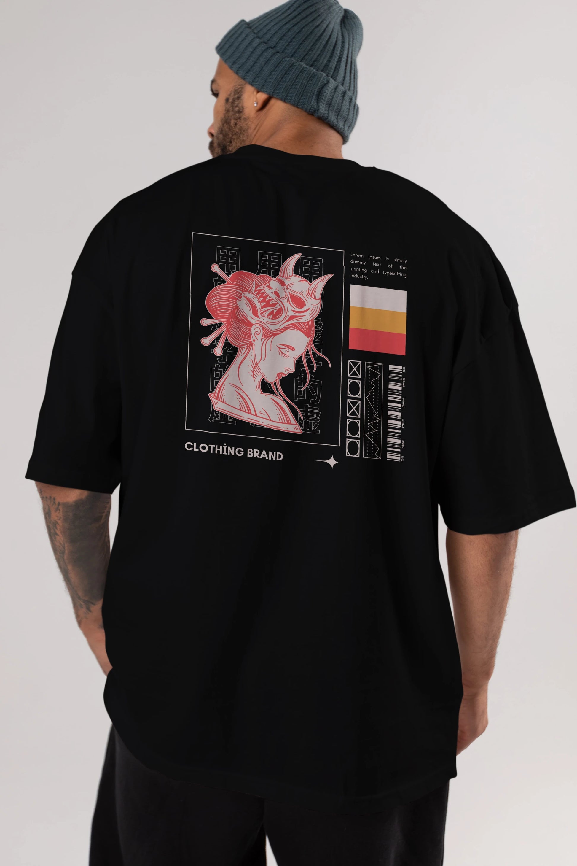 Hipster Japanese Style 2 Arka Baskılı Oversize t-shirt Erkek Kadın Unisex