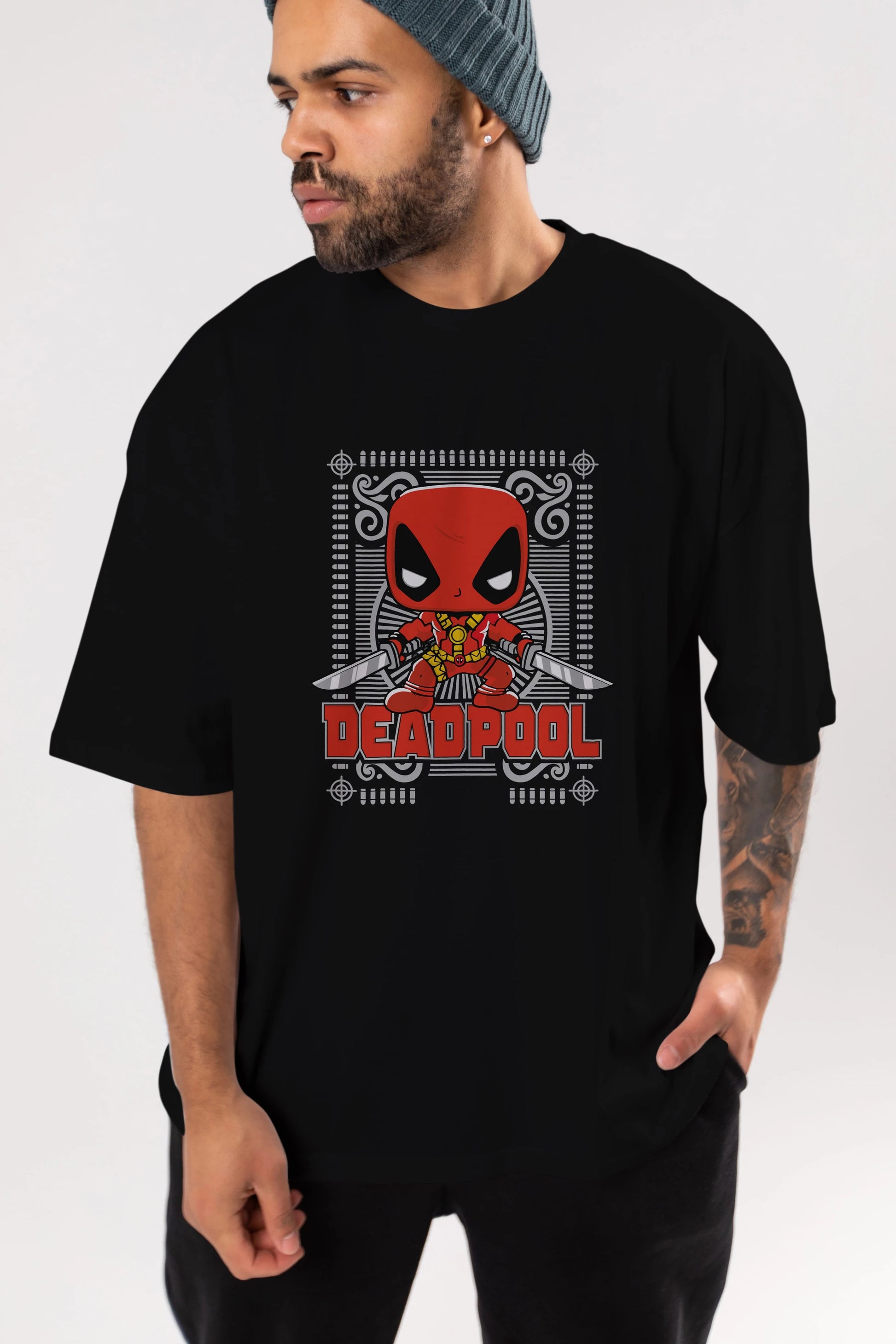 Deadpool (17) Ön Baskılı Oversize t-shirt Erkek Kadın Unisex %100 Pamuk Bisiklet Yaka tişort