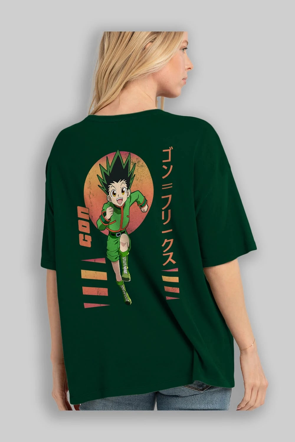Gon Freecss HUNTER X HUNTER 2 Anime Arka Baskılı Oversize t-shirt Erkek Kadın Unisex