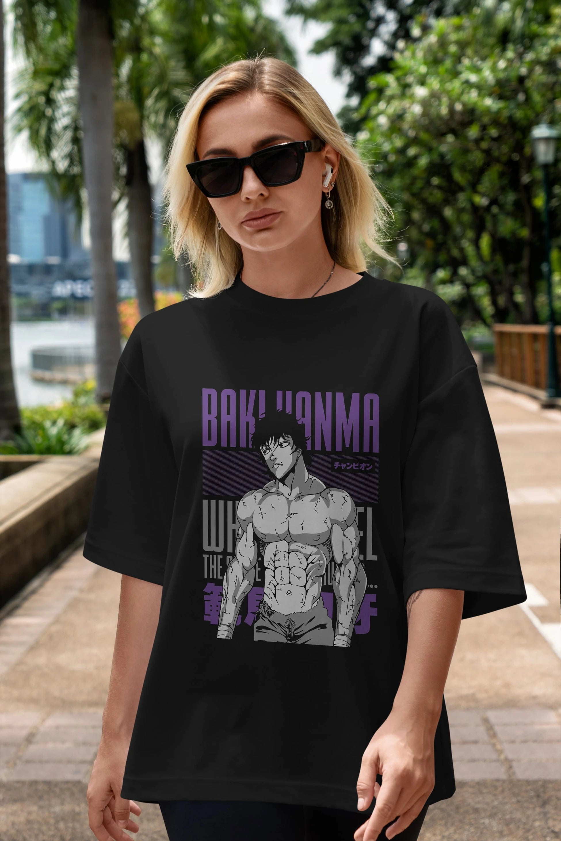 BAKI HANMA (2) Anime Ön Baskılı Oversize t-shirt %100 pamuk Erkek Kadın Unisex