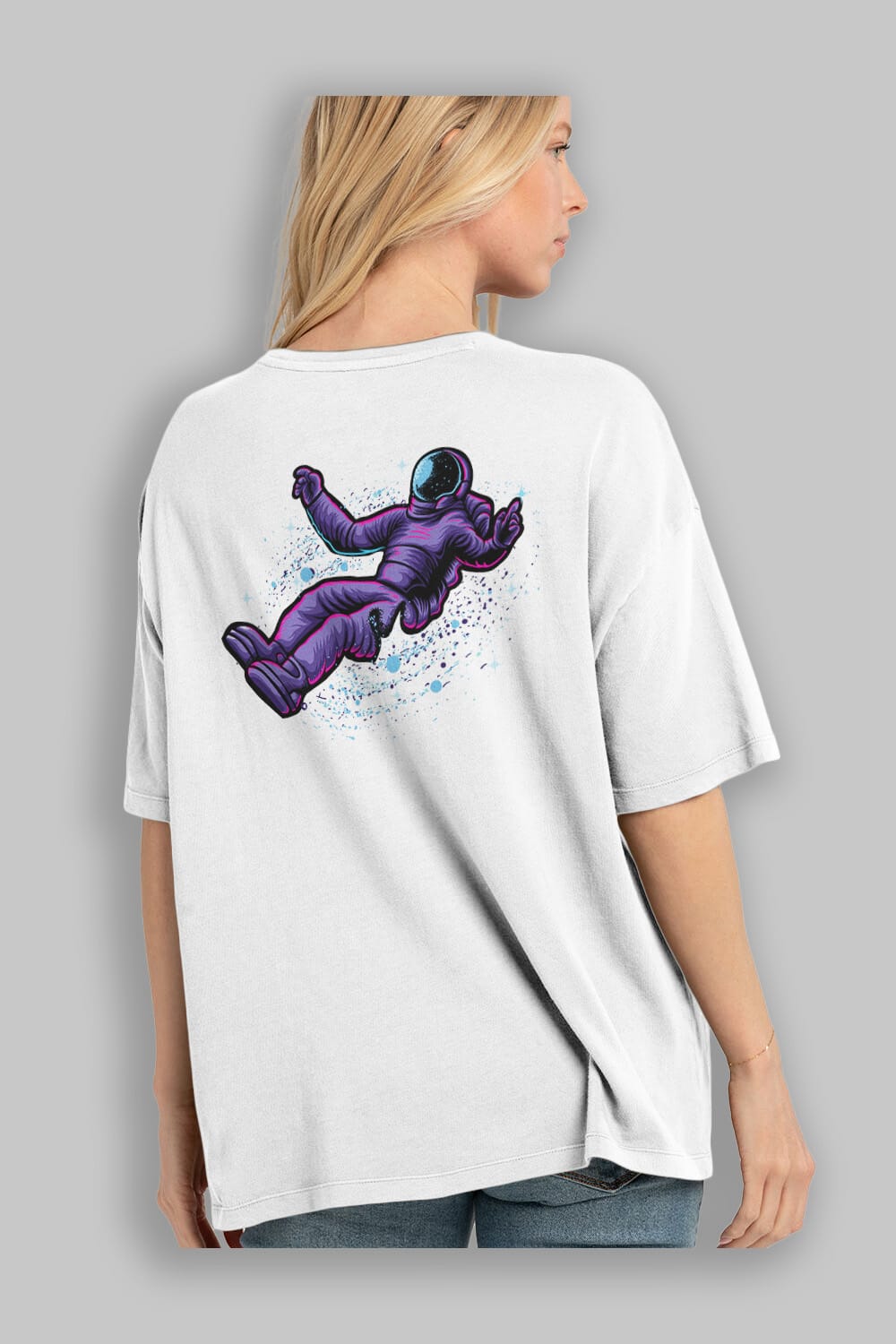 Having fun in outer space Arka Baskılı Oversize t-shirt Erkek Kadın Unisex