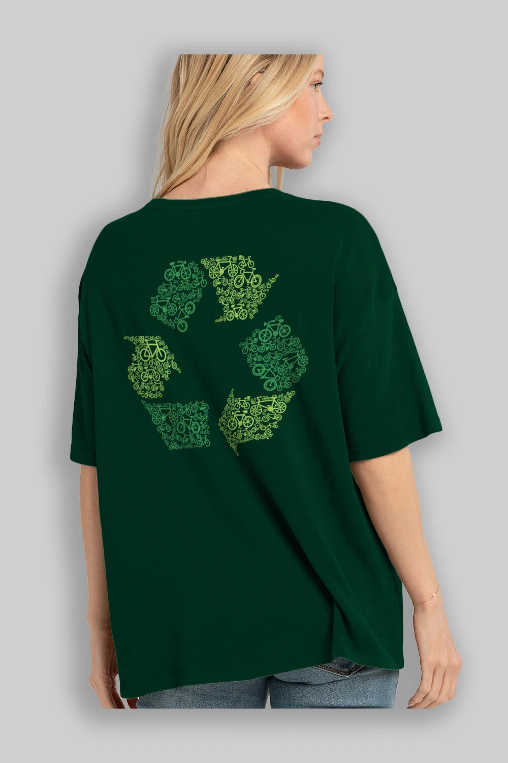 Recycling Arka Baskılı Oversize t-shirt %100 pamuk Erkek Kadın Unisex