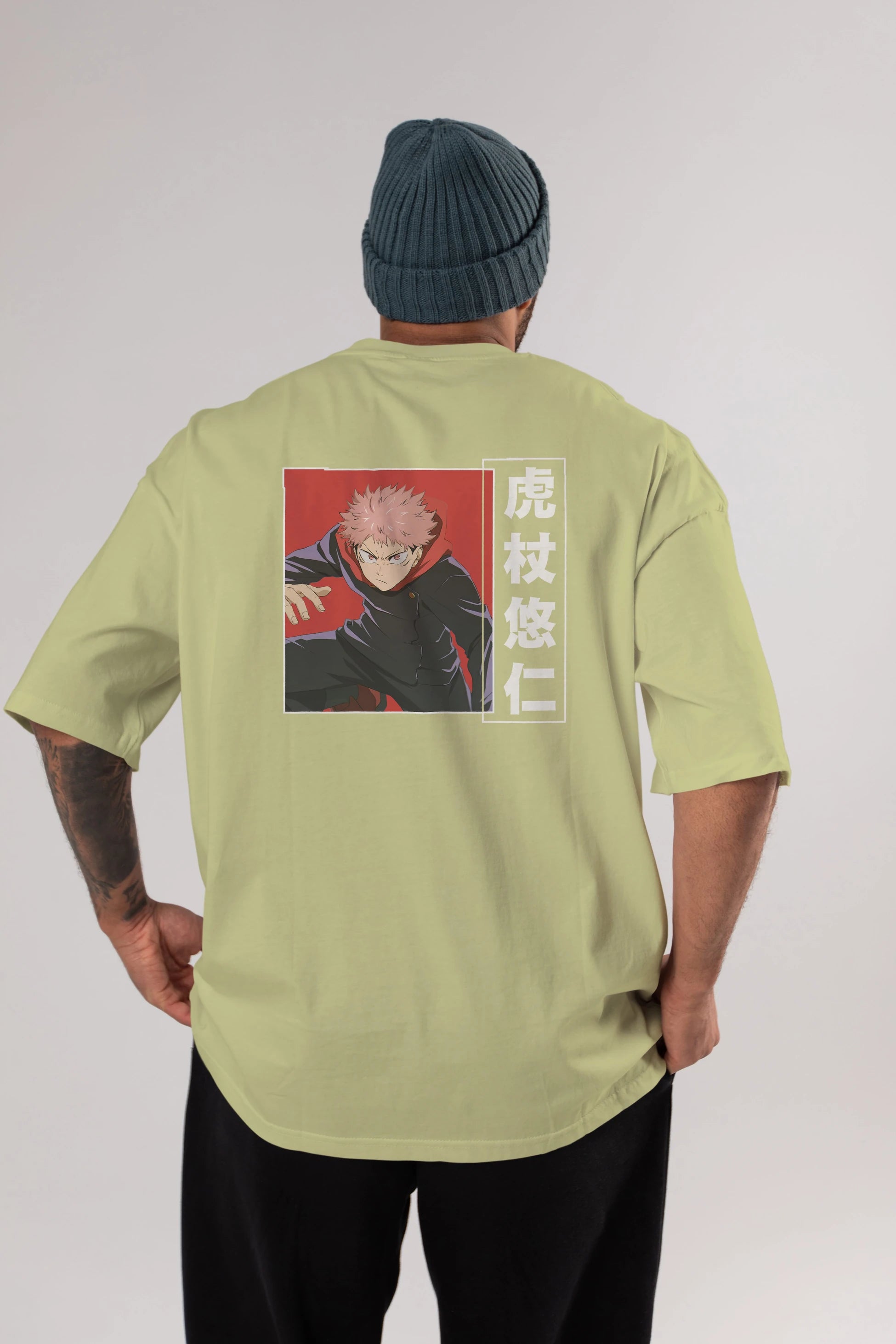Yuuji Itadori 2 Anime Arka Baskılı Oversize t-shirt Erkek Kadın Unisex
