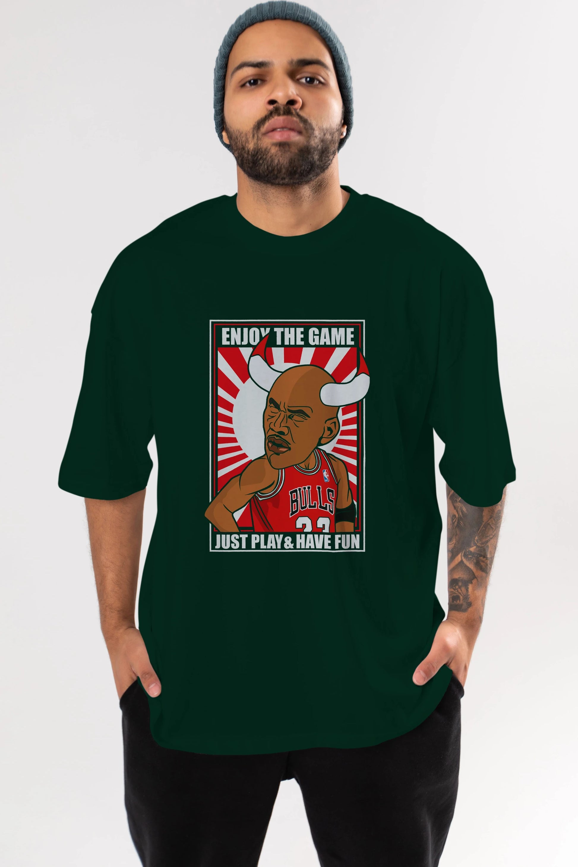Michael Jordan Ön Baskılı Oversize t-shirt Erkek Kadın Unisex %100 Pamuk tişort