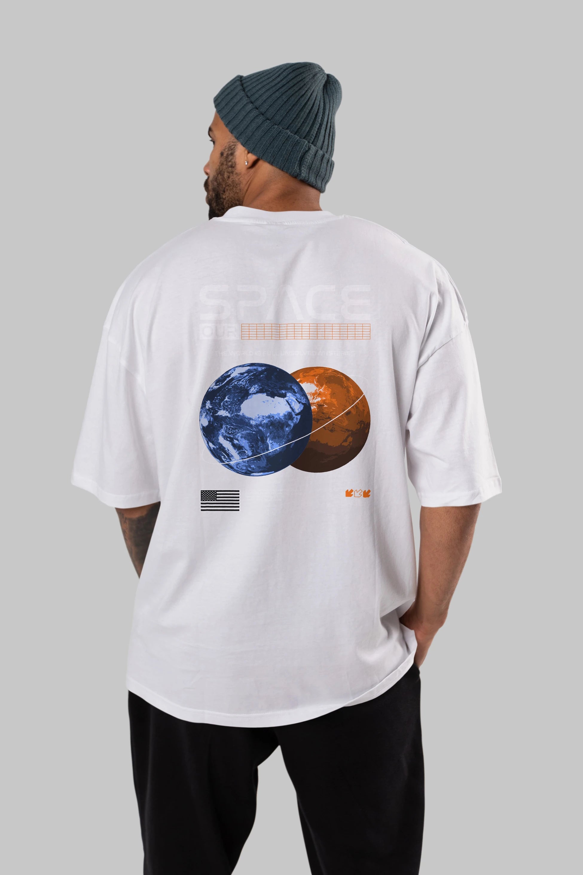 Space Our Arka Baskılı Oversize t-shirt Erkek Kadın Unisex