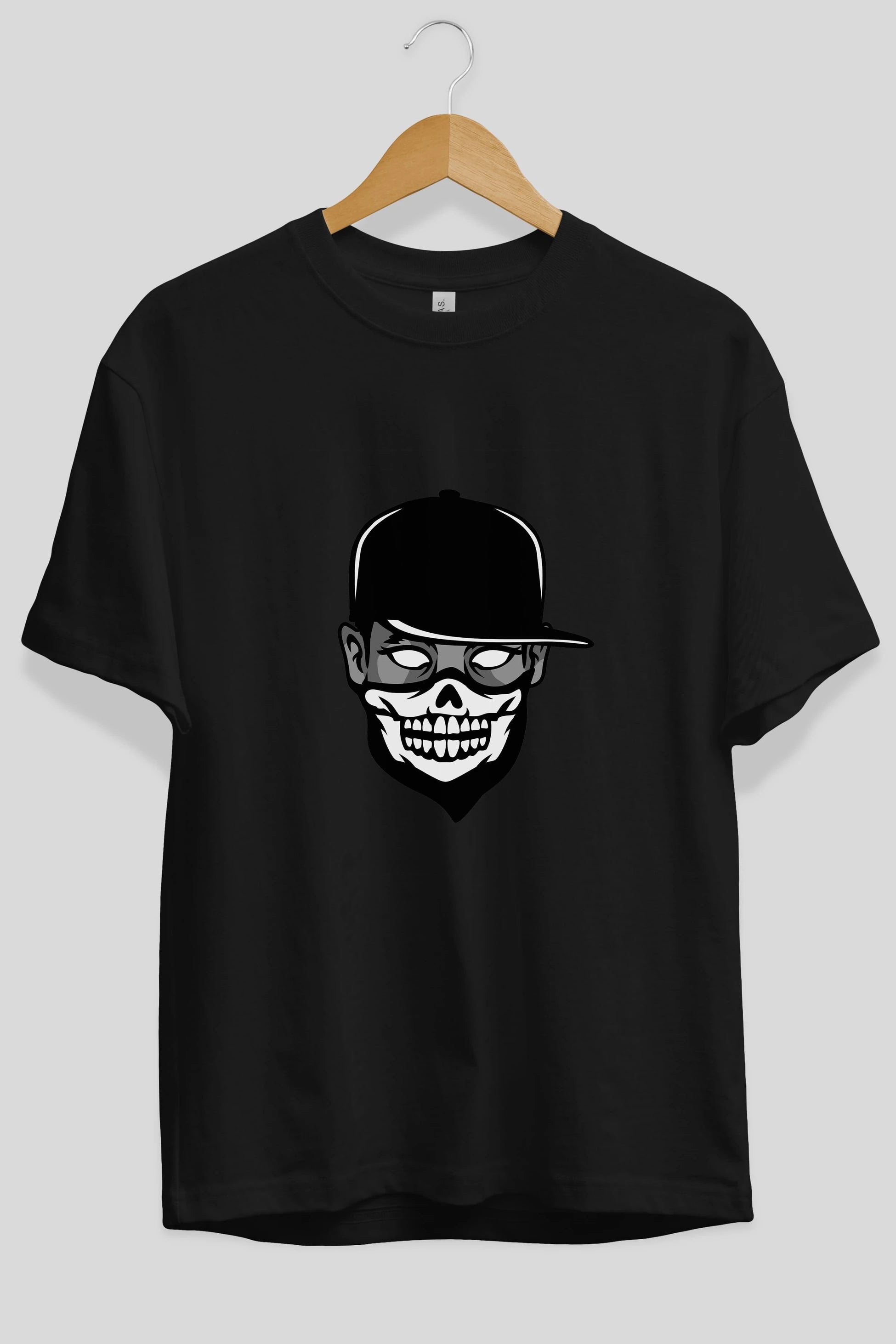 Skull Mask Ön Baskılı Oversize t-shirt Erkek Kadın Unisex %100 Pamuk tişort