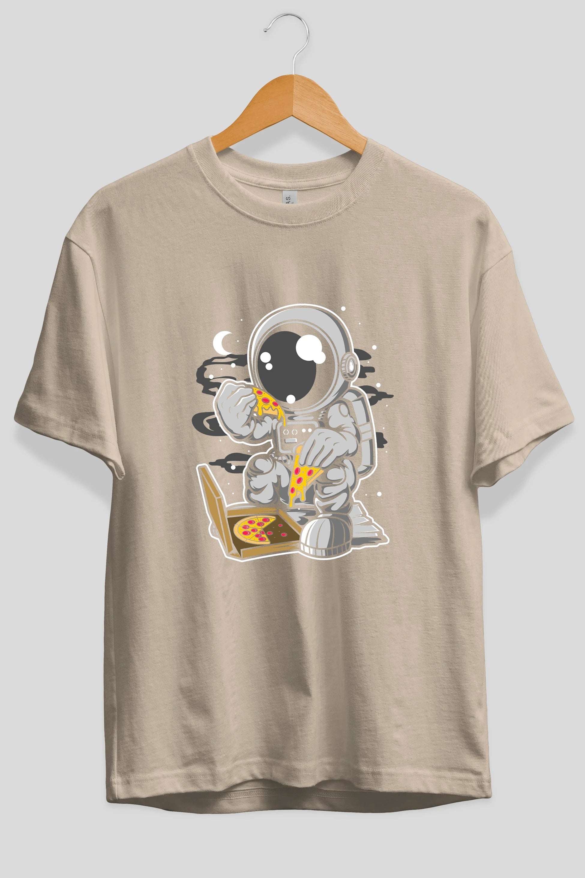 Astronaut Pizza Ön Baskılı Oversize t-shirt Erkek Kadın Unisex