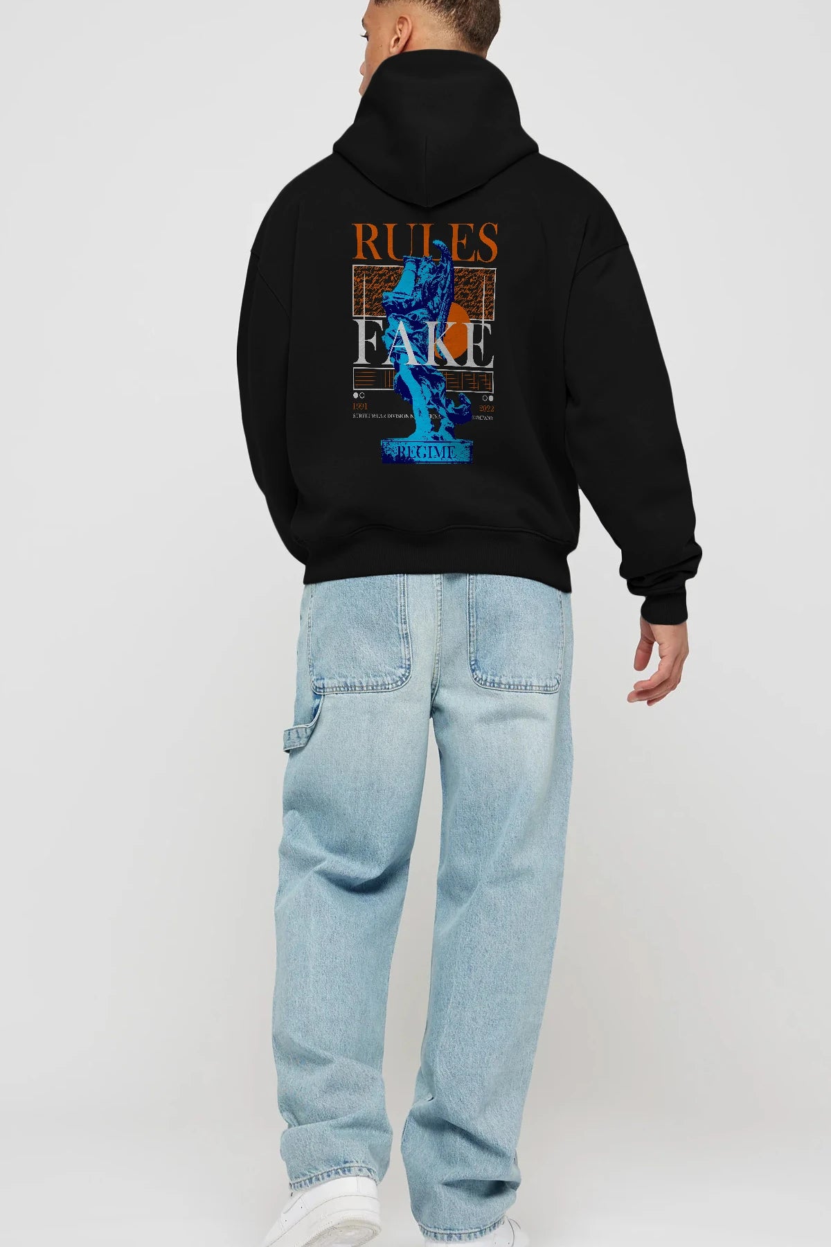 Rules Fake Arka Baskılı Hoodie Oversize Kapüşonlu Sweatshirt Erkek Kadın Unisex