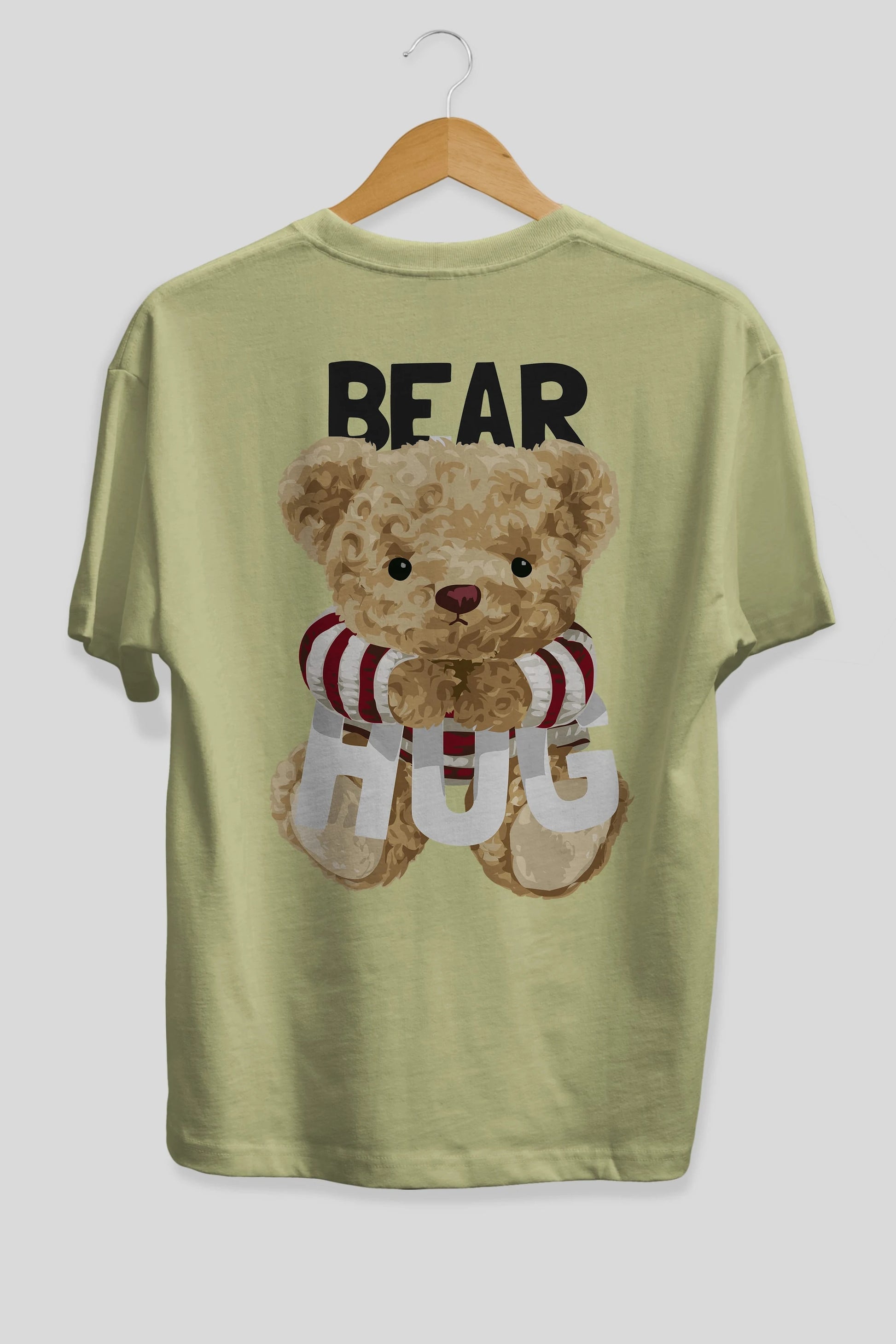 Teddy Bear Hug Arka Baskılı Oversize t-shirt Erkek Kadın Unisex %100 Pamuk
