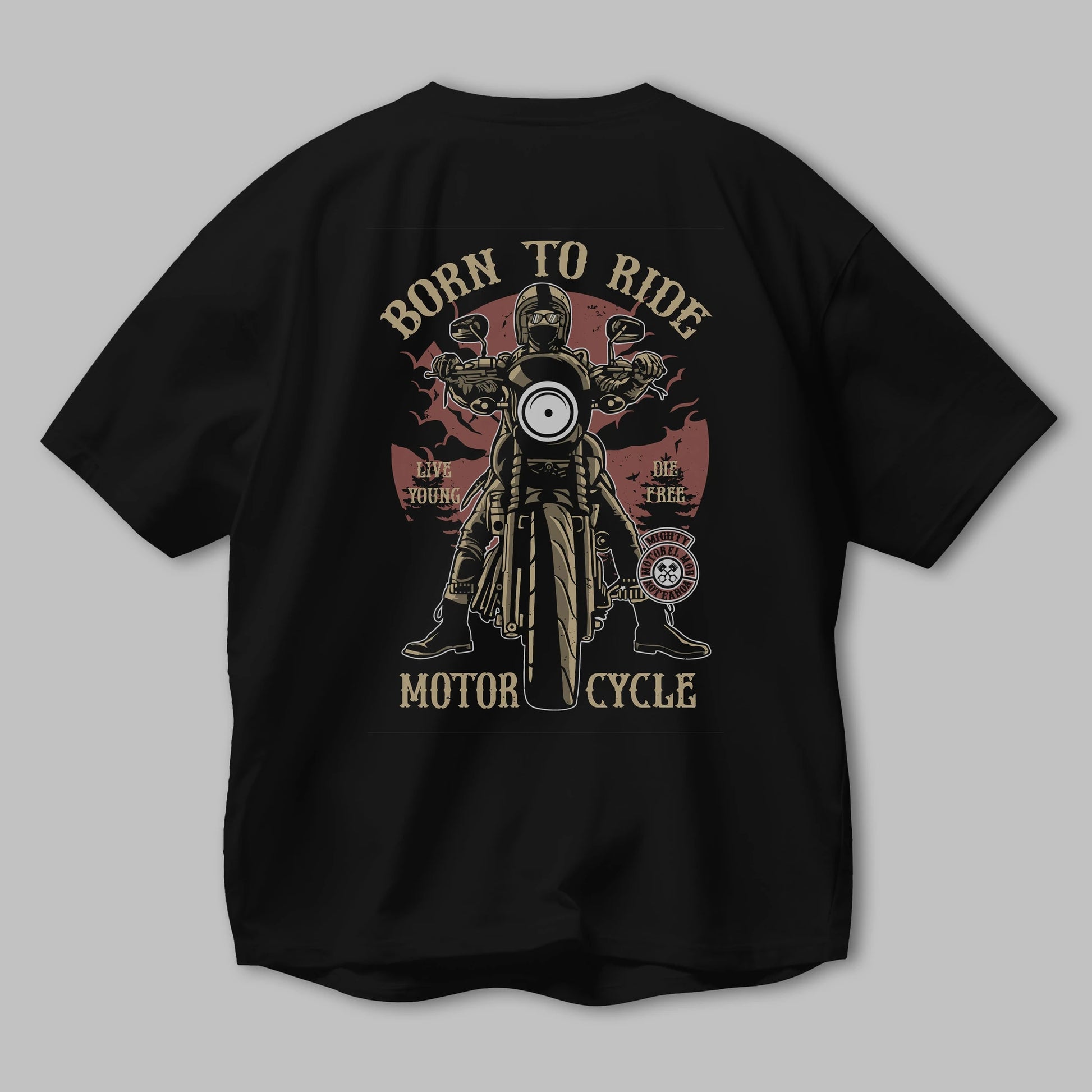 Born To Ride Arka Baskılı Oversize t-shirt Erkek Kadın Unisex %100 Pamuk