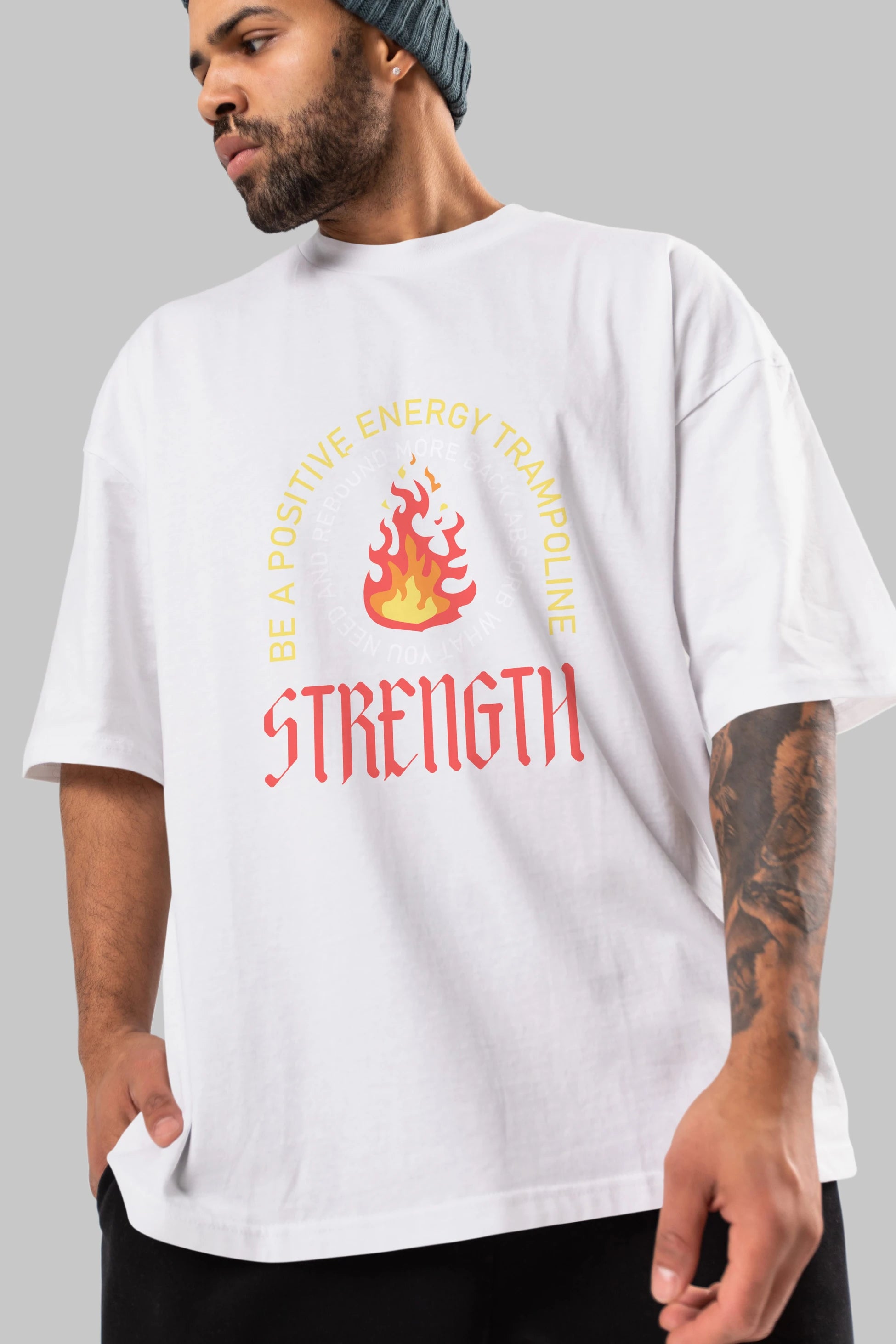 Positive Energy Ön Baskılı Oversize t-shirt Erkek Kadın Unisex
