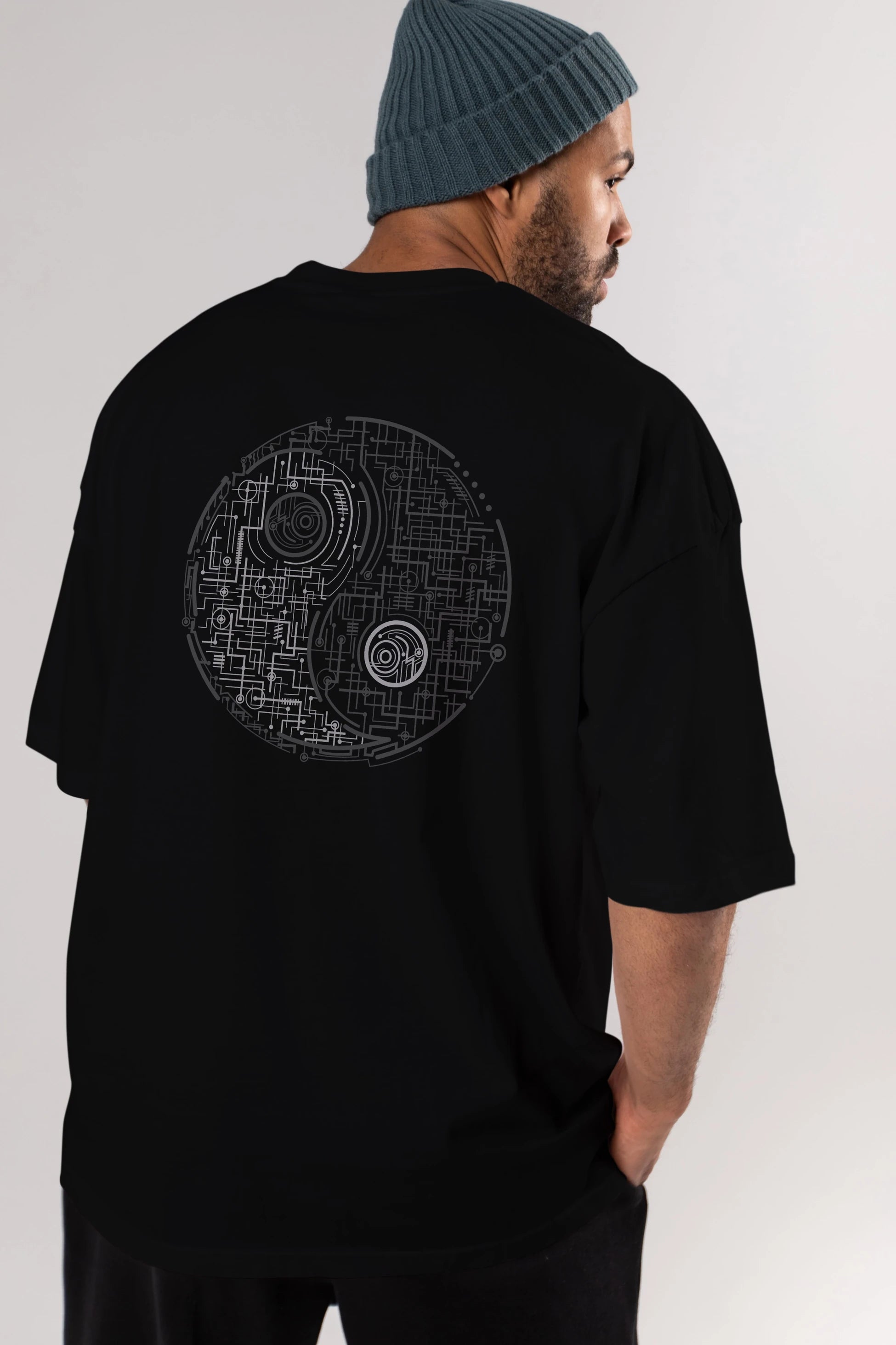 Electric Balance Arka Baskılı Oversize t-shirt %100 pamuk Erkek Kadın Unisex