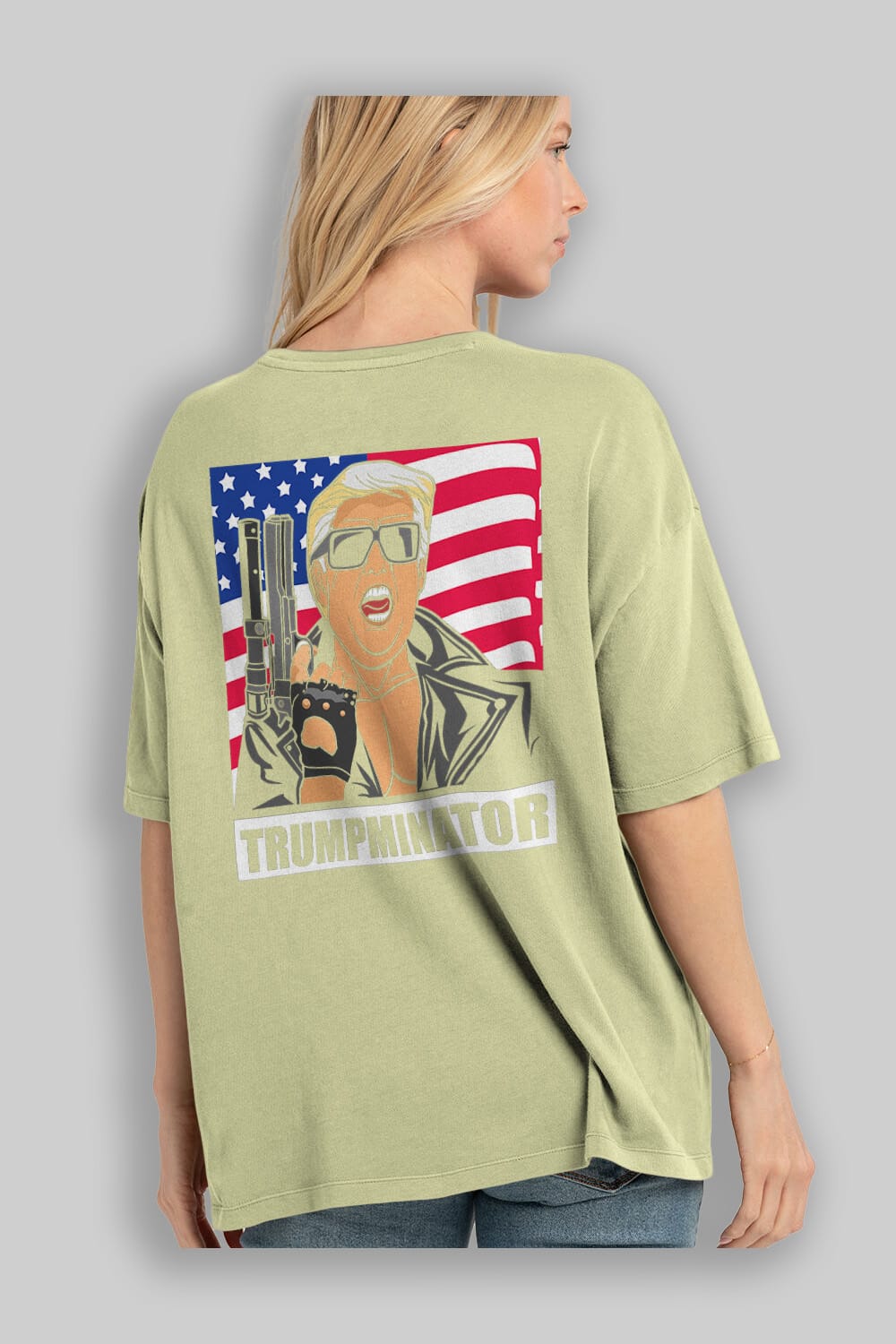 Trumpminator Arka Baskılı Oversize t-shirt Erkek Kadın Unisex %100 Pamuk tişort