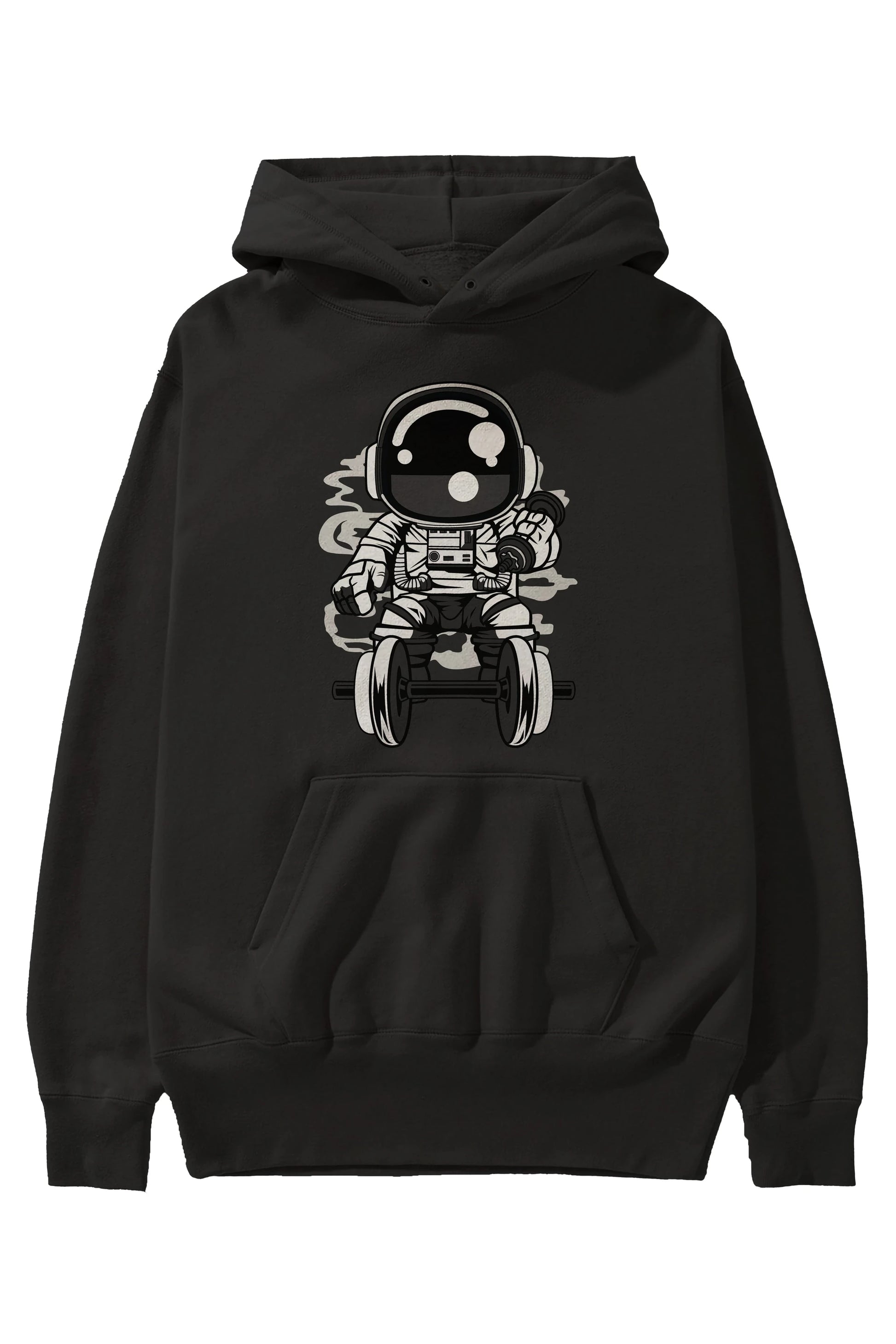 Astronaut Gym Ön Baskılı Hoodie Oversize Kapüşonlu Sweatshirt Erkek Kadın Unisex