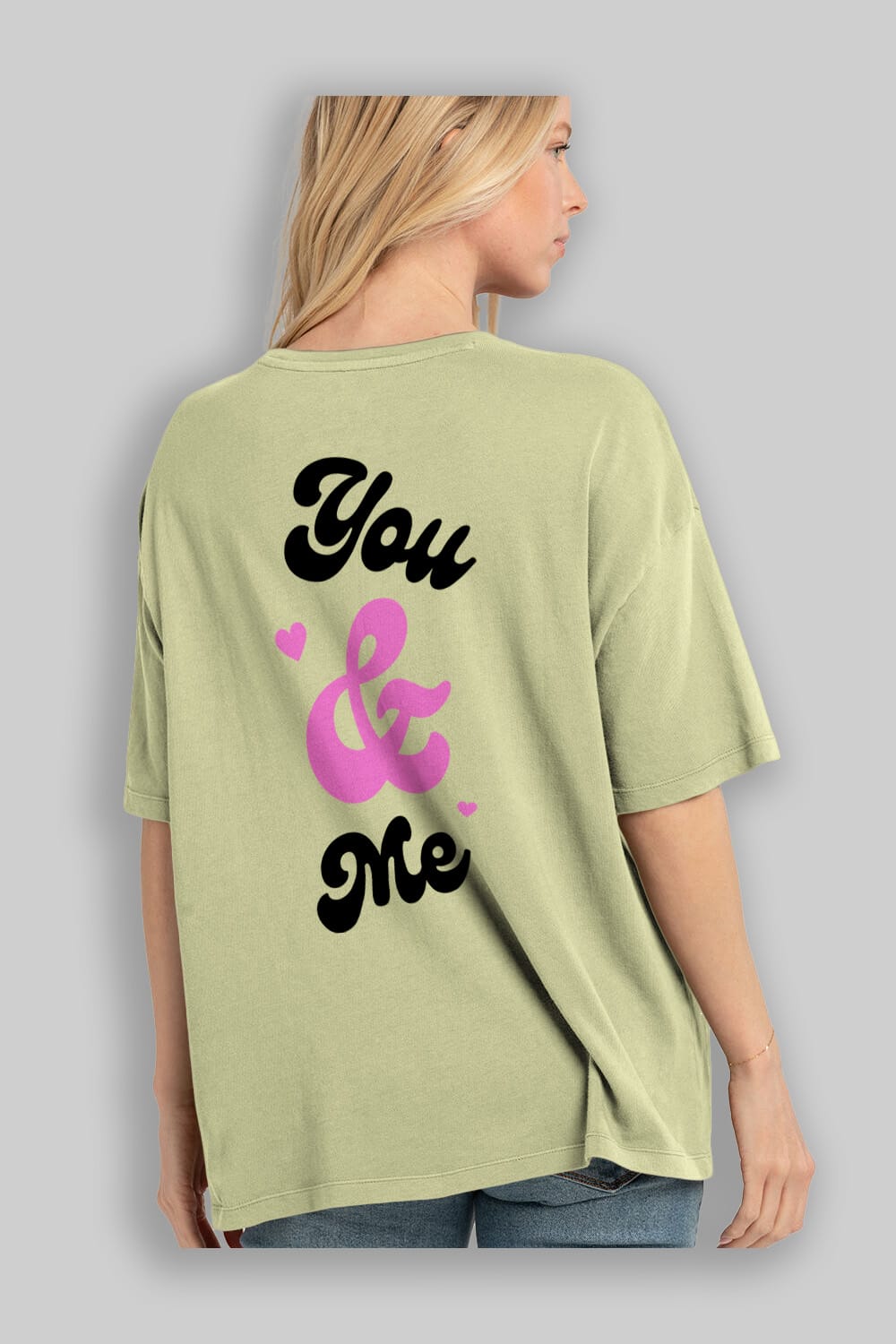 You and Me Yazılı Arka Baskılı Oversize t-shirt Erkek Kadın Unisex
