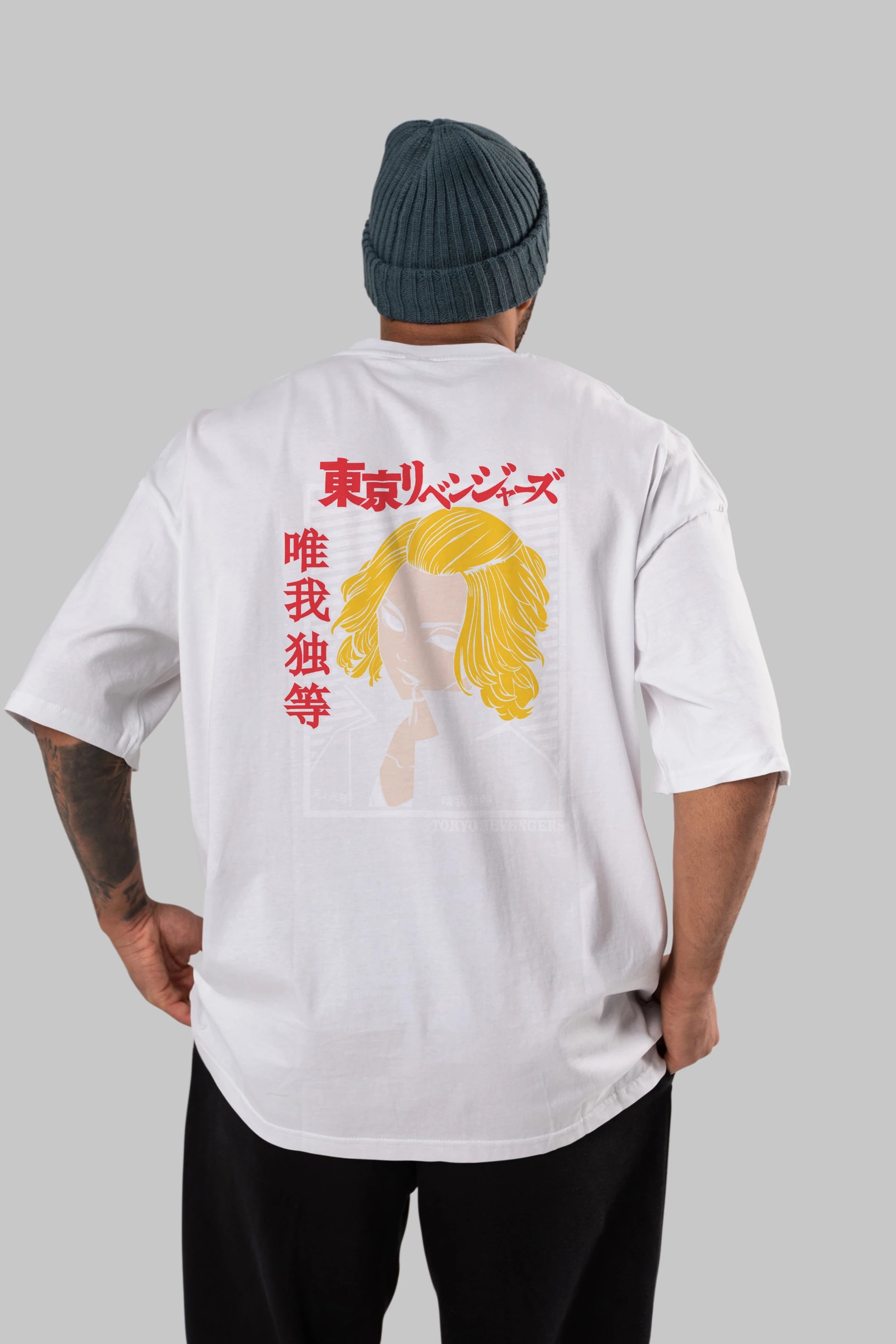 TokyoRev. M Anime Arka Baskılı Oversize t-shirt Erkek Kadın Unisex
