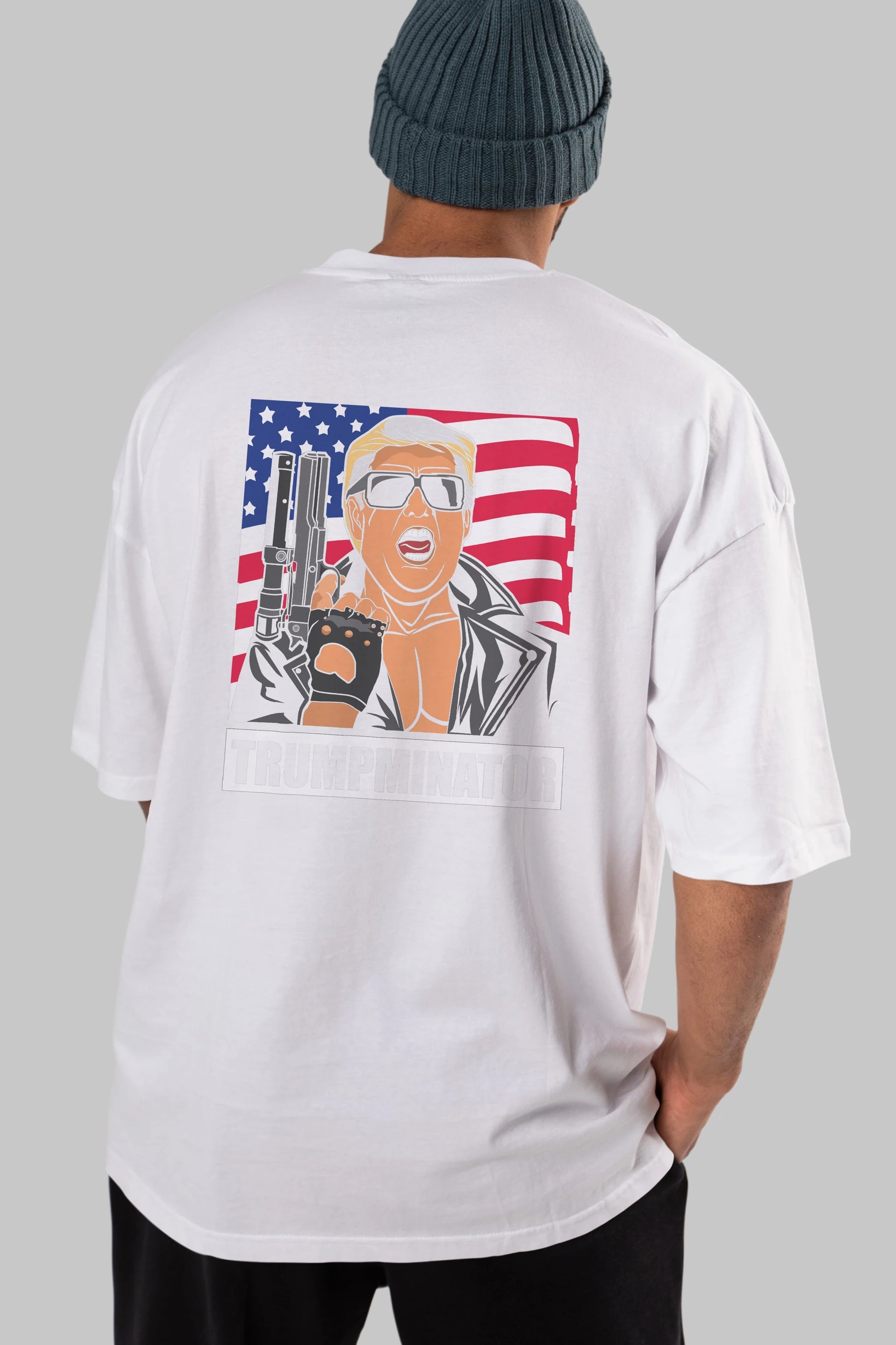 Trumpminator Arka Baskılı Oversize t-shirt Erkek Kadın Unisex %100 Pamuk tişort