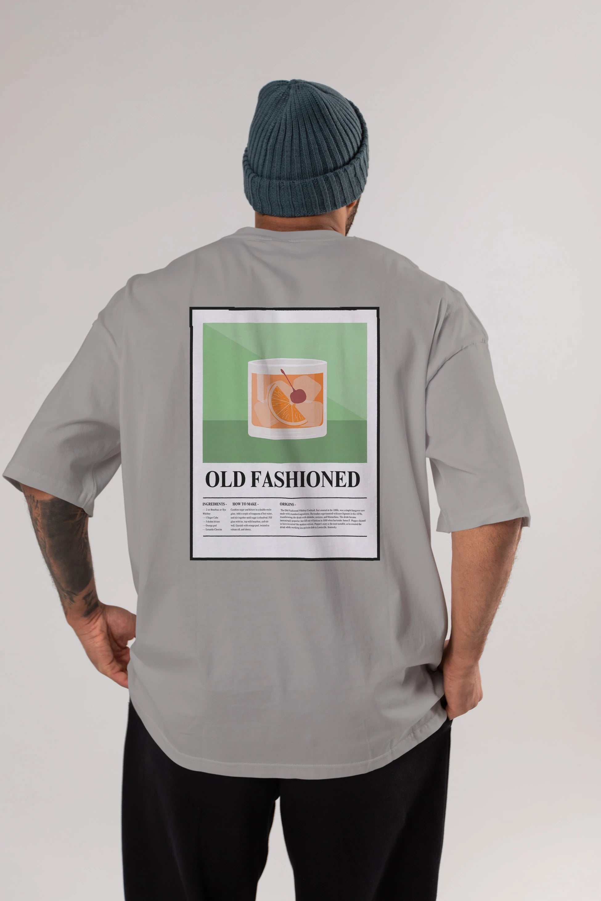 Old Fashioned Arka Baskılı Oversize t-shirt Erkek Kadın Unisex %100 Pamuk Bisiklet Yaka tişort