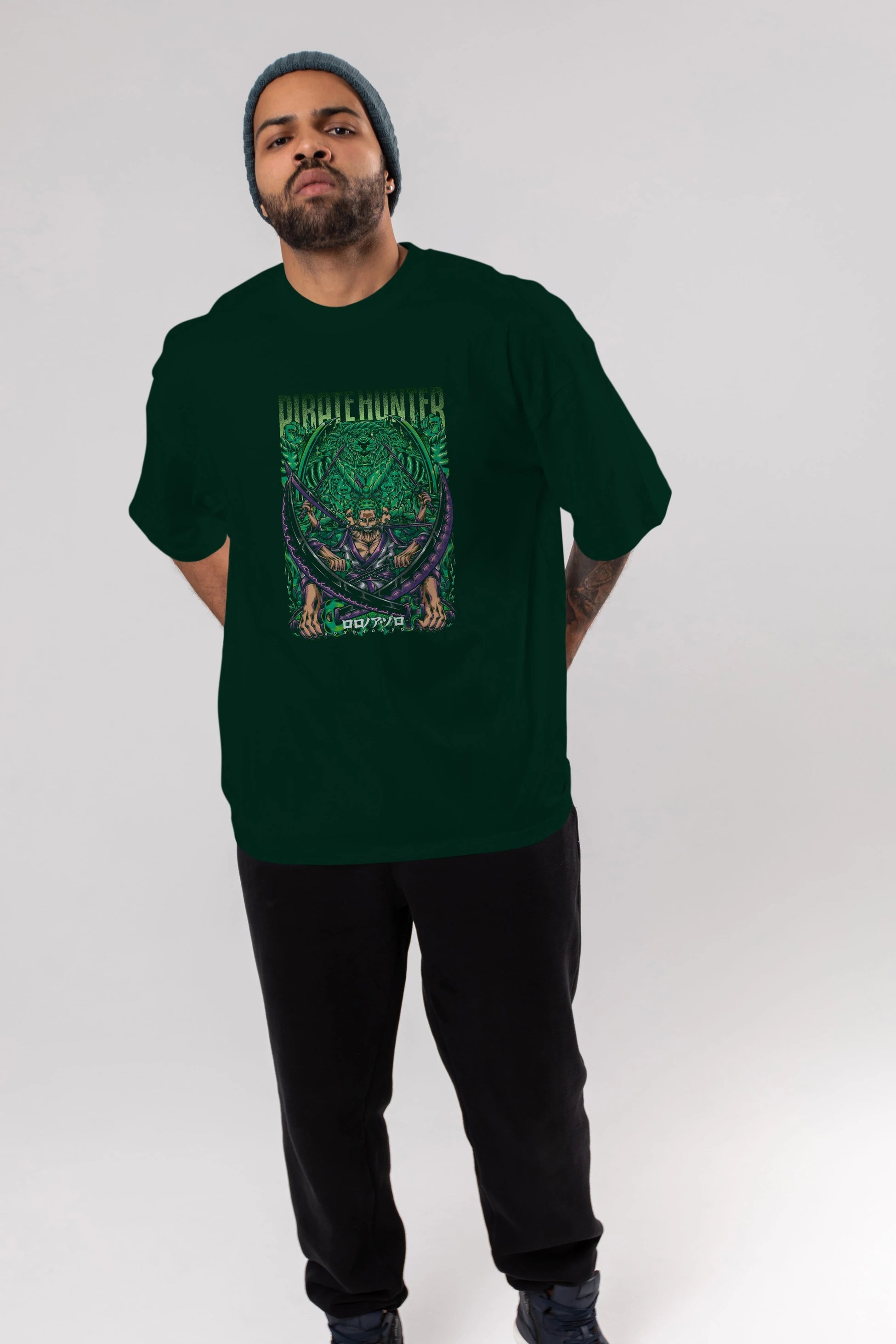 RORONOA ZORO 3 Anime Ön Baskılı Oversize t-shirt %100 pamuk Erkek Kadın Unisex