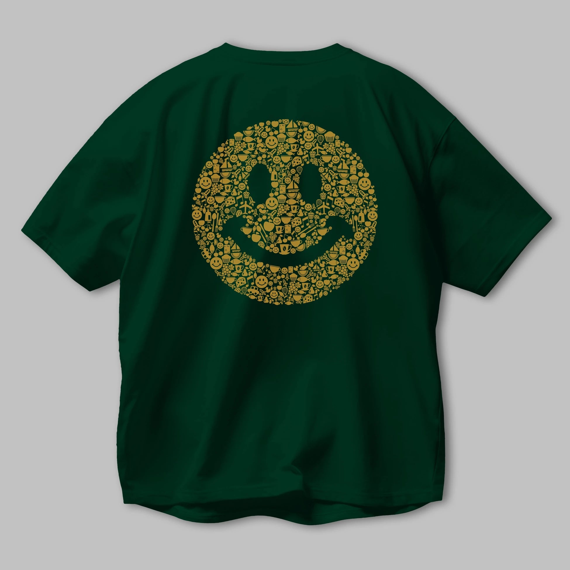 Smiley Arka Baskılı Oversize t-shirt %100 pamuk Erkek Kadın Unisex