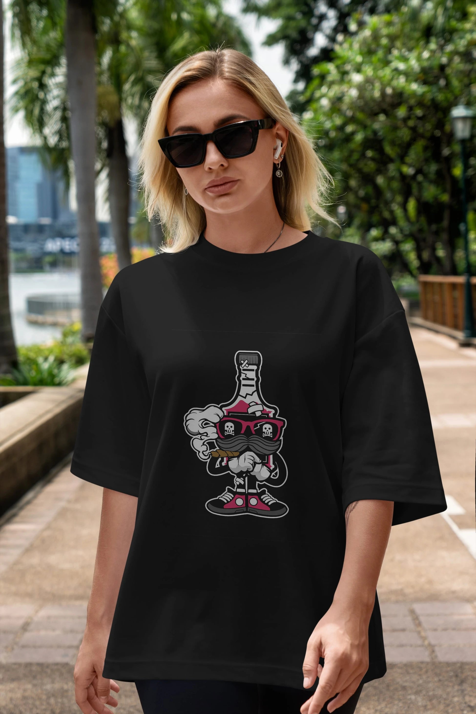 Vodka Bottle Ön Baskılı Oversize t-shirt Erkek Kadın Unisex %100 Pamuk tişort