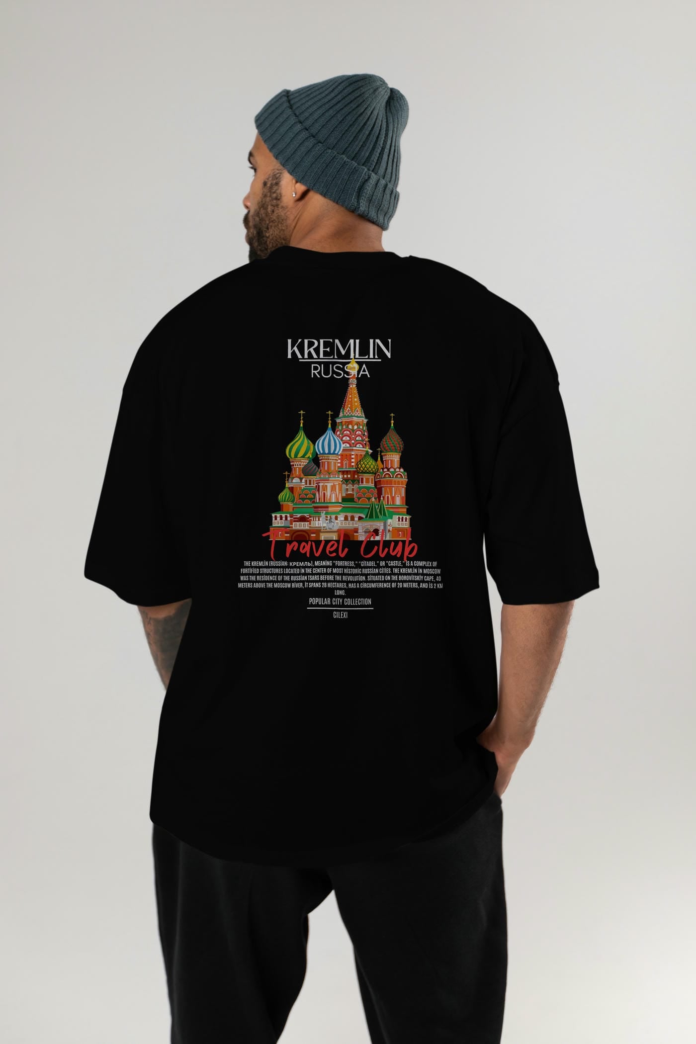 Kremlin Russia Arka Baskılı Oversize t-shirt Erkek Kadın Pamuk Bisiklet Yaka tişort
