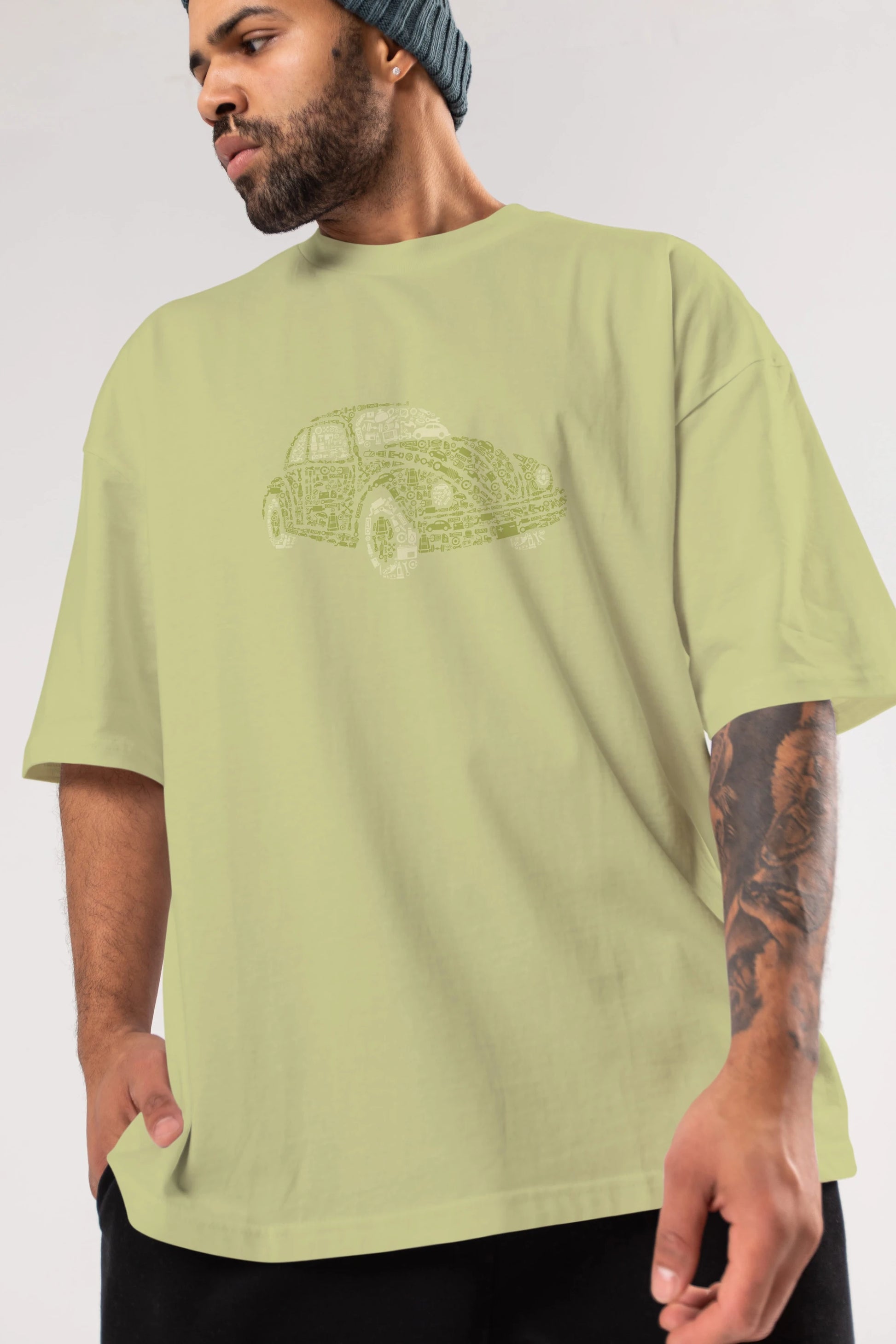 Beetle Ön Baskılı Oversize t-shirt %100 pamuk Erkek Kadın Unisex