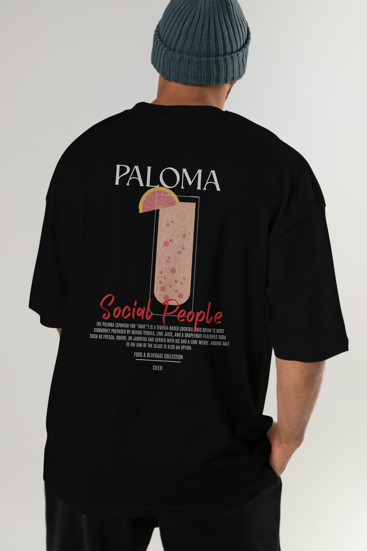 Paloma Kokteyl Serisi Baskılı Oversize t-shirt Erkek Kadın Unisex %100 Pamuk Bisiklet Yaka tişort