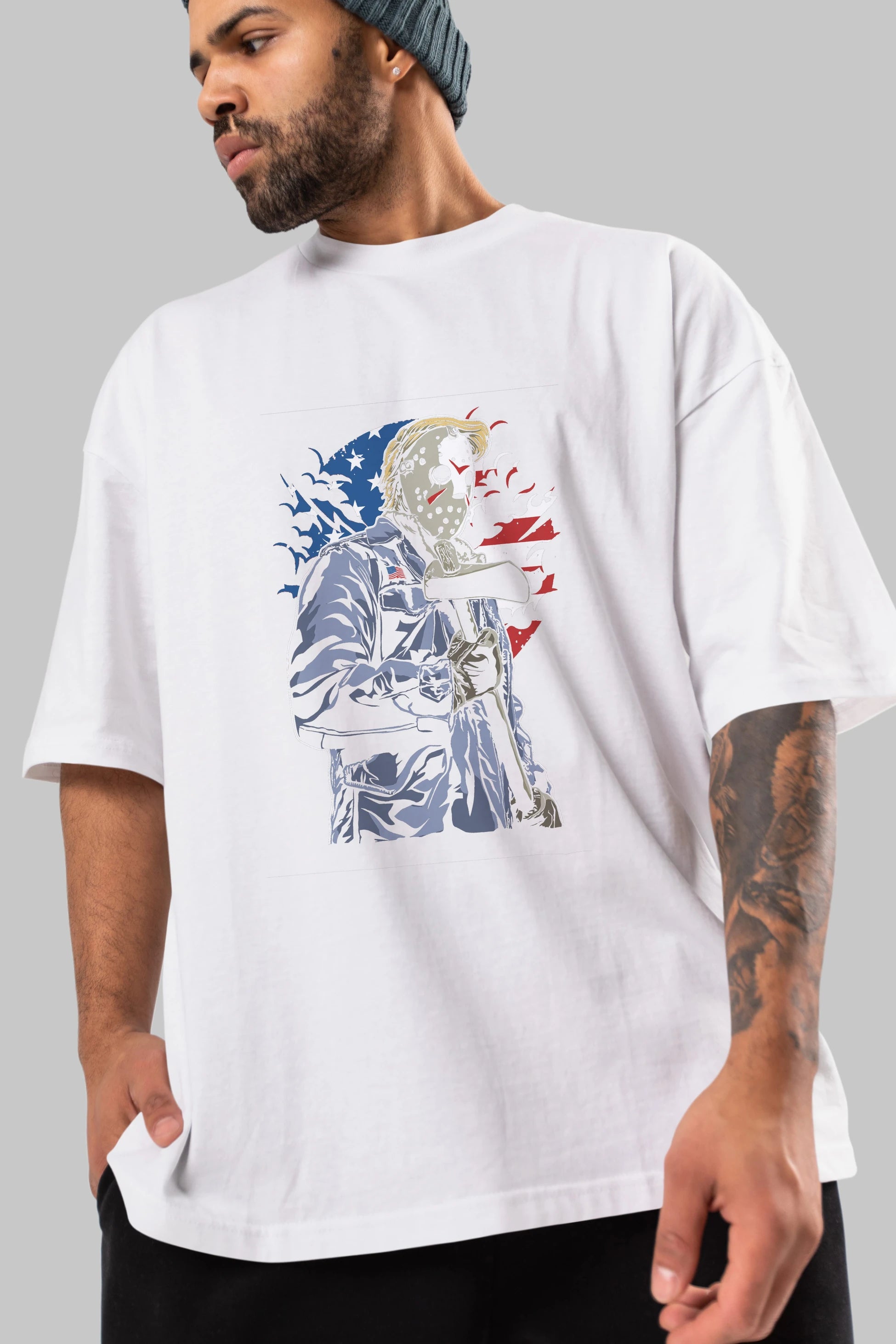 American Killer Ön Baskılı Oversize t-shirt Erkek Kadın Unisex %100 Pamuk tişort