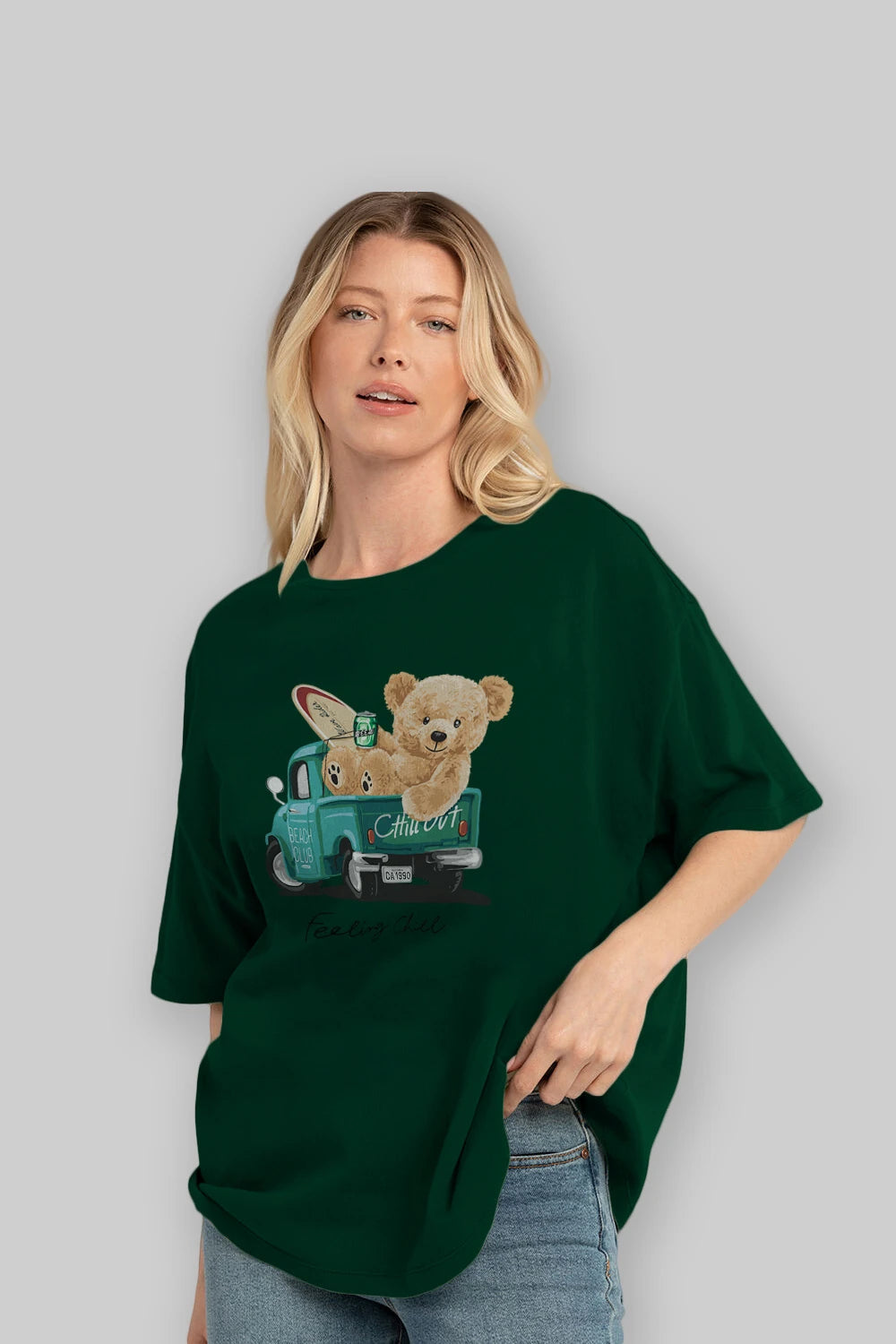 Teddy Bear Chill Out Ön Baskılı Oversize t-shirt Erkek Kadın Unisex %100 Pamuk